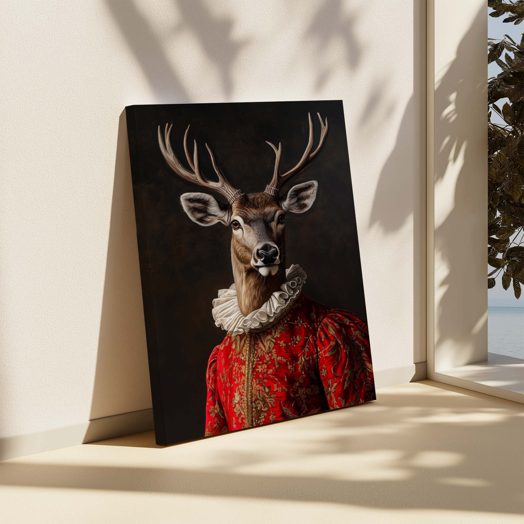 Baroque Stag in Red Canvas Print Canvas Art Wildfrog Art