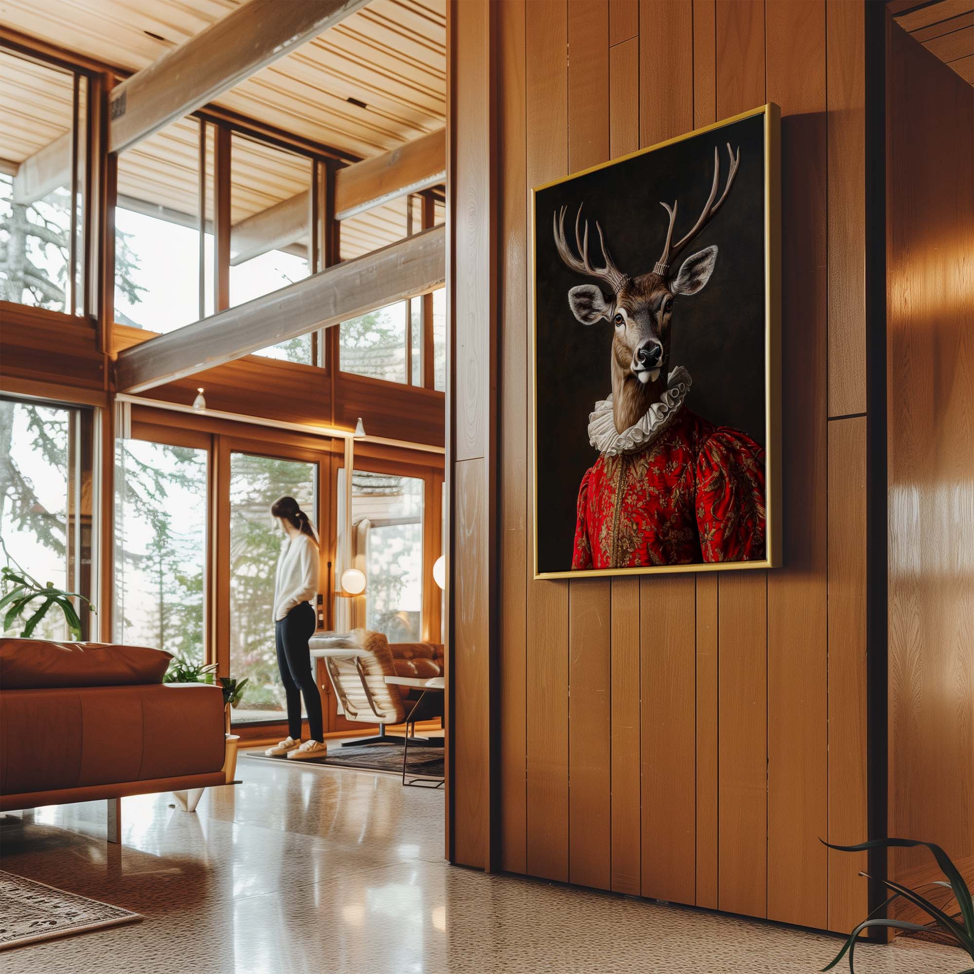 Baroque Stag in Red Canvas Print Canvas Art Wildfrog Art