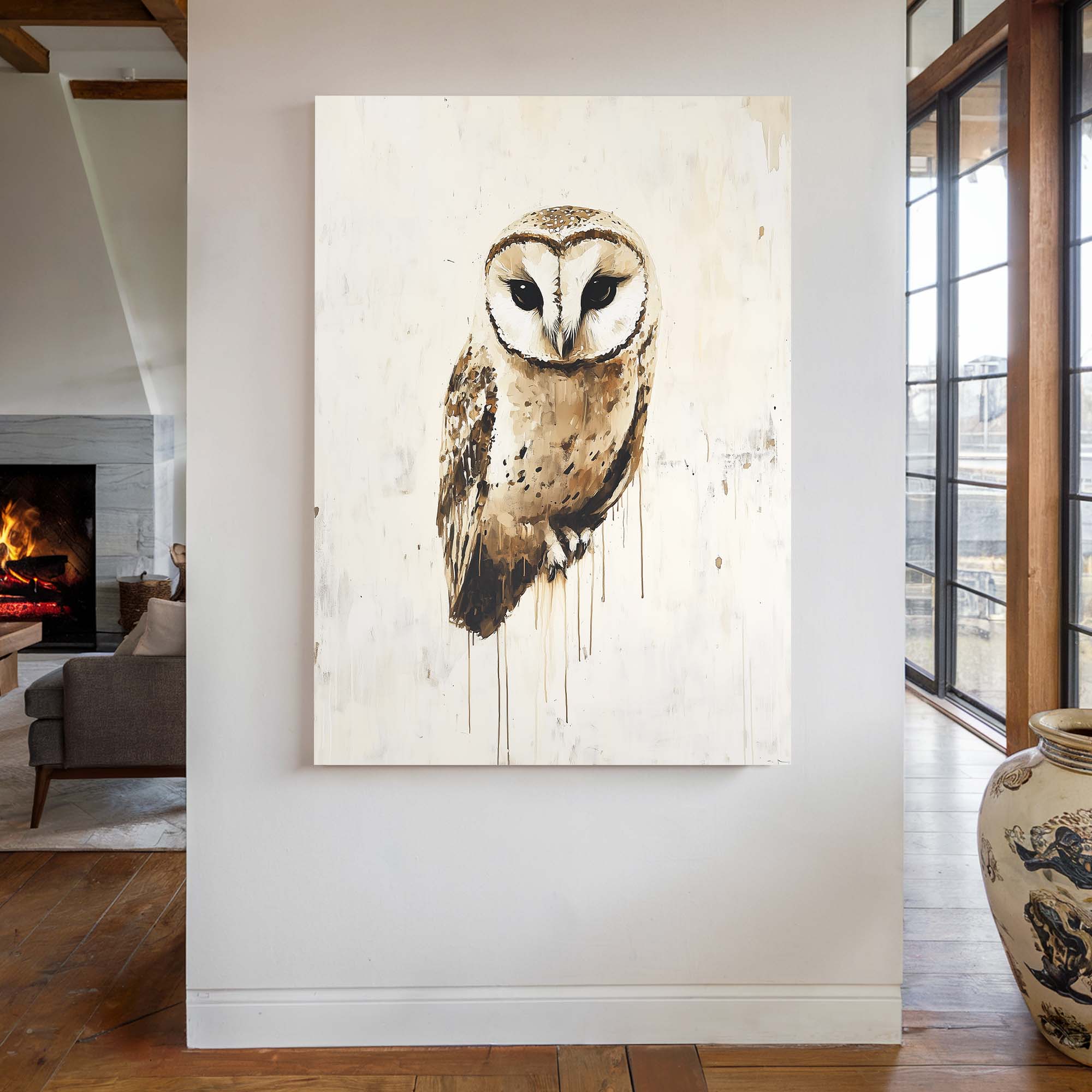 Barn Owl Drip Canvas Print Canvas Art Wildfrog Art