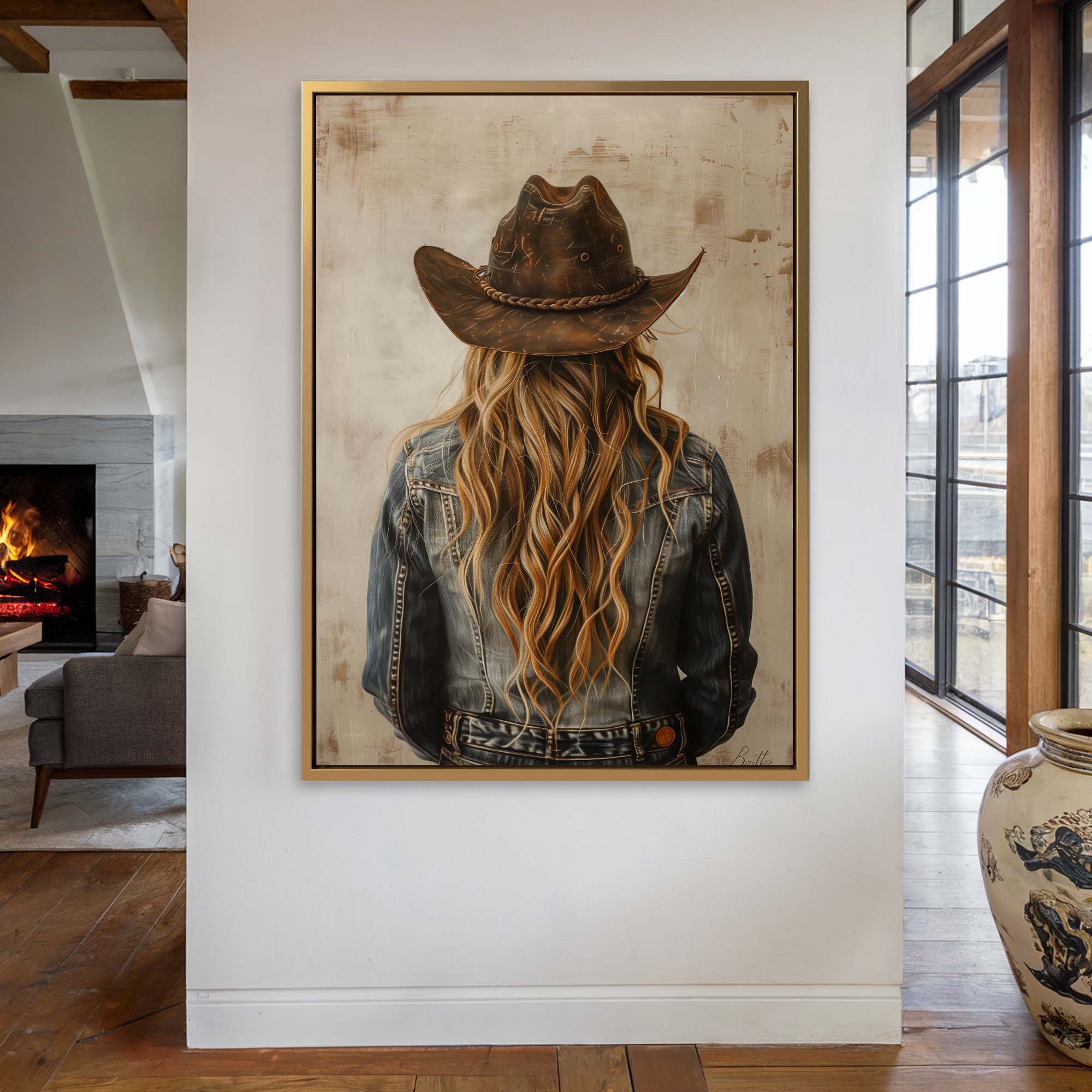 Blonde Hair Cowgirl No1 Canvas Print Canvas Art Wildfrog Art
