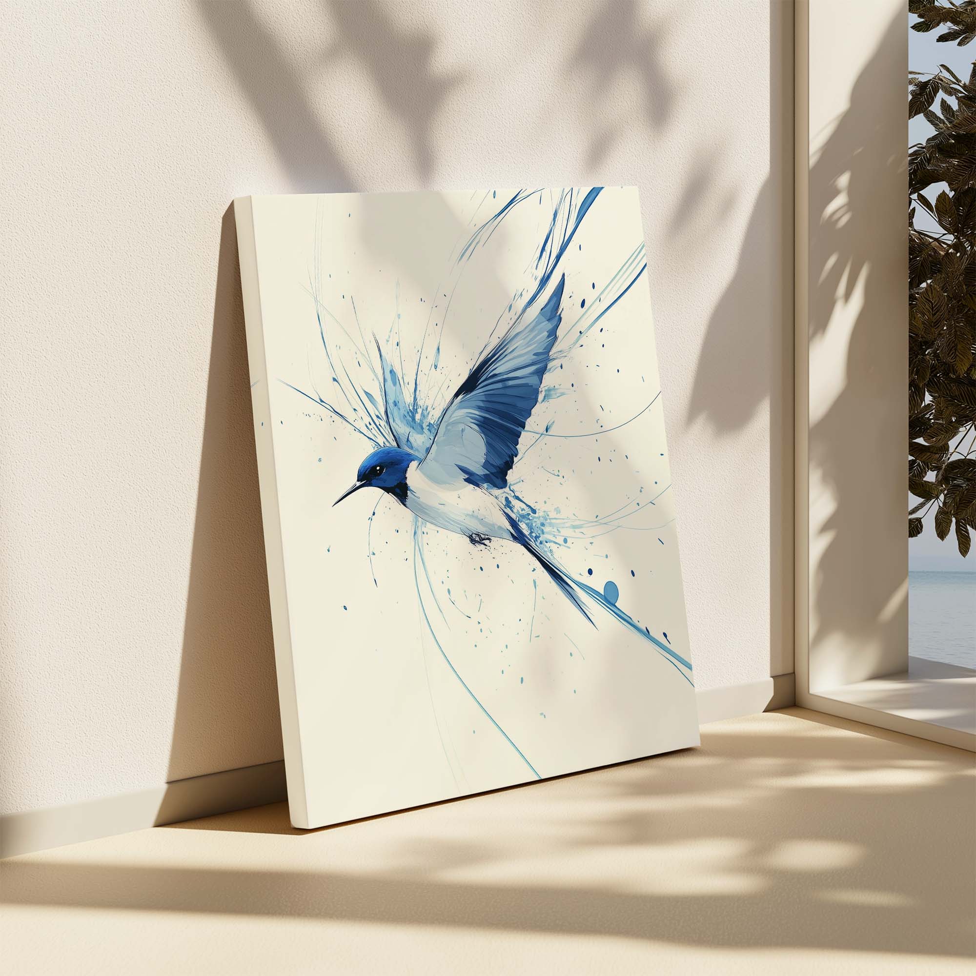 Blue Swallow Splash Canvas Print Canvas Art Wildfrog Art