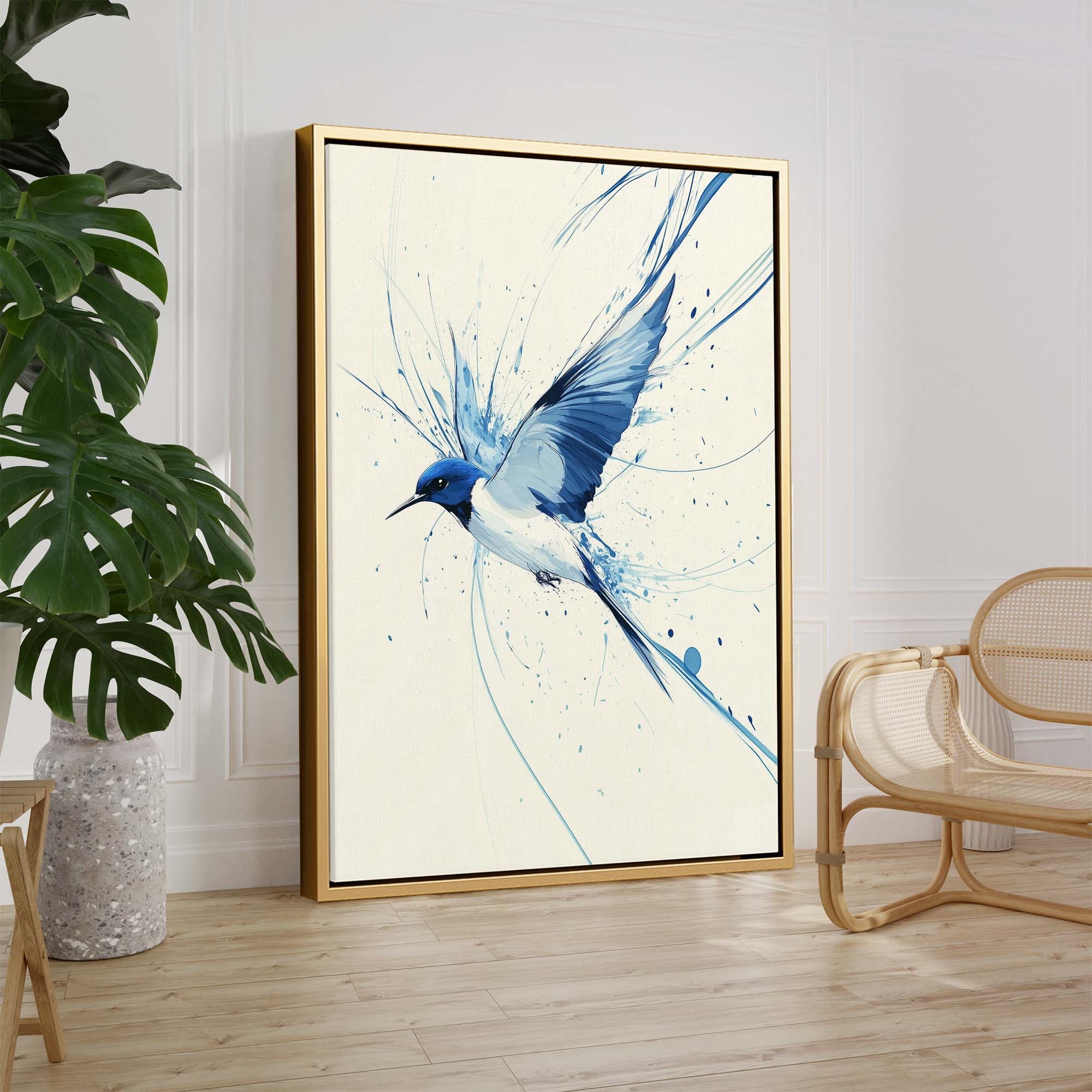 Blue Swallow Splash Canvas Print Canvas Art Wildfrog Art