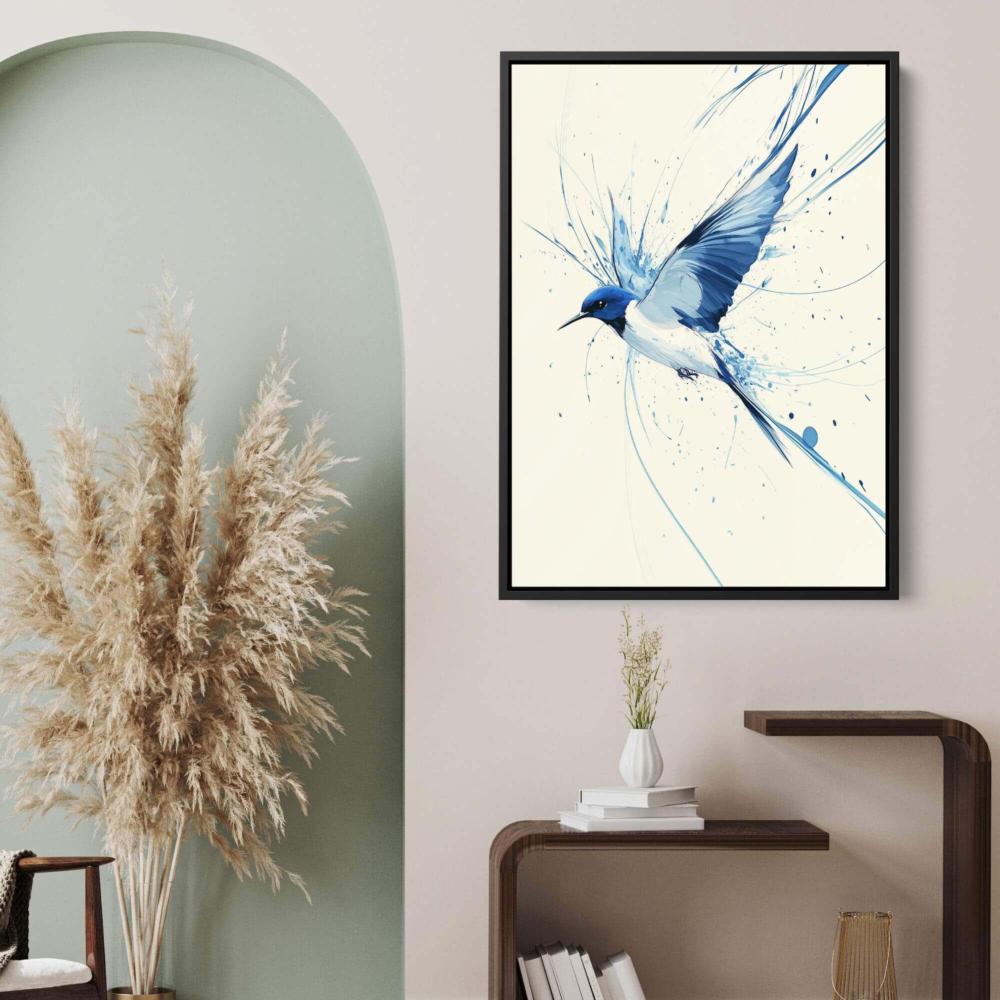 Blue Swallow Splash Canvas Print Canvas Art Wildfrog Art