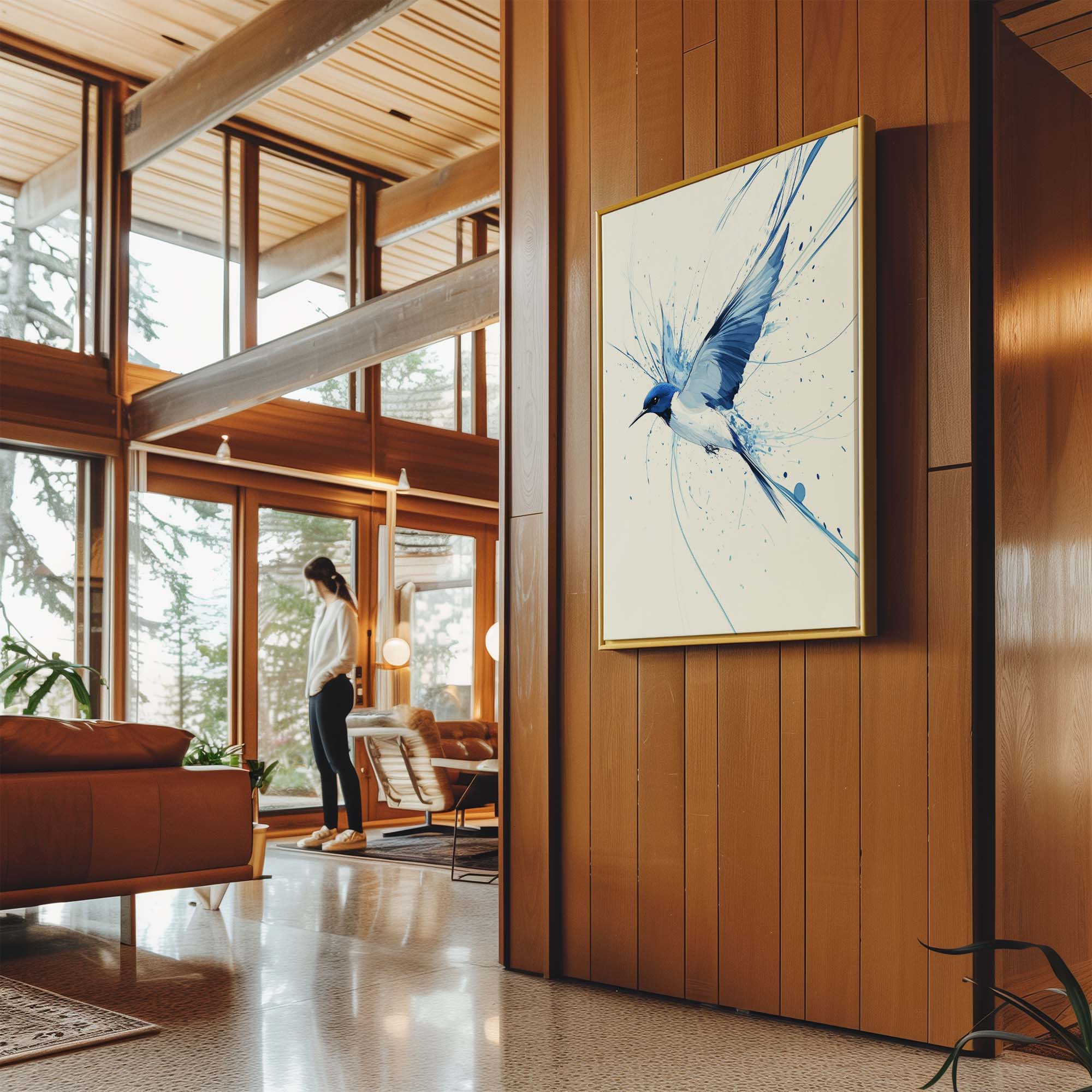 Blue Swallow Splash Canvas Print Canvas Art Wildfrog Art