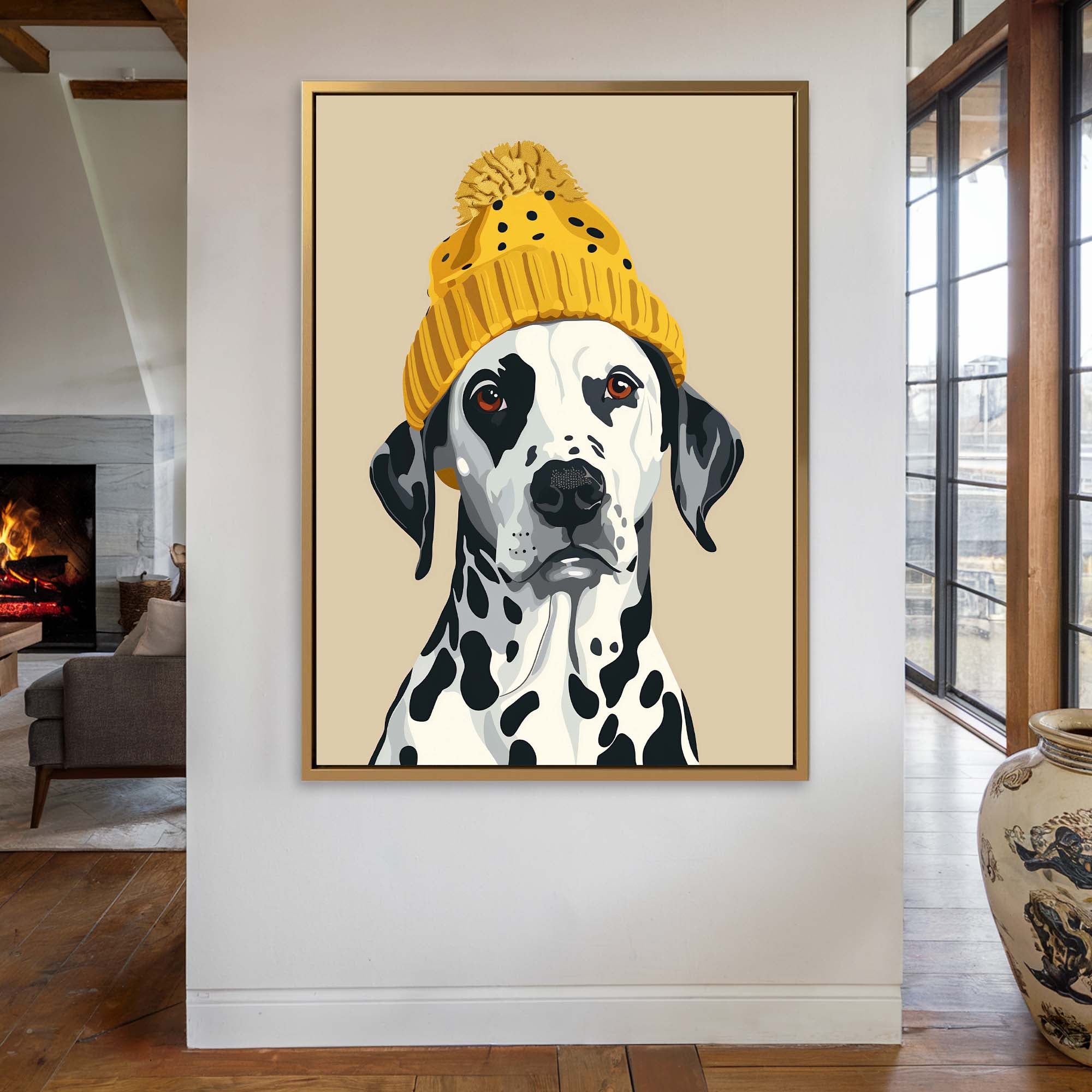 Bobble Hat Dalmatian No2 Canvas Print Canvas Art Wildfrog Art