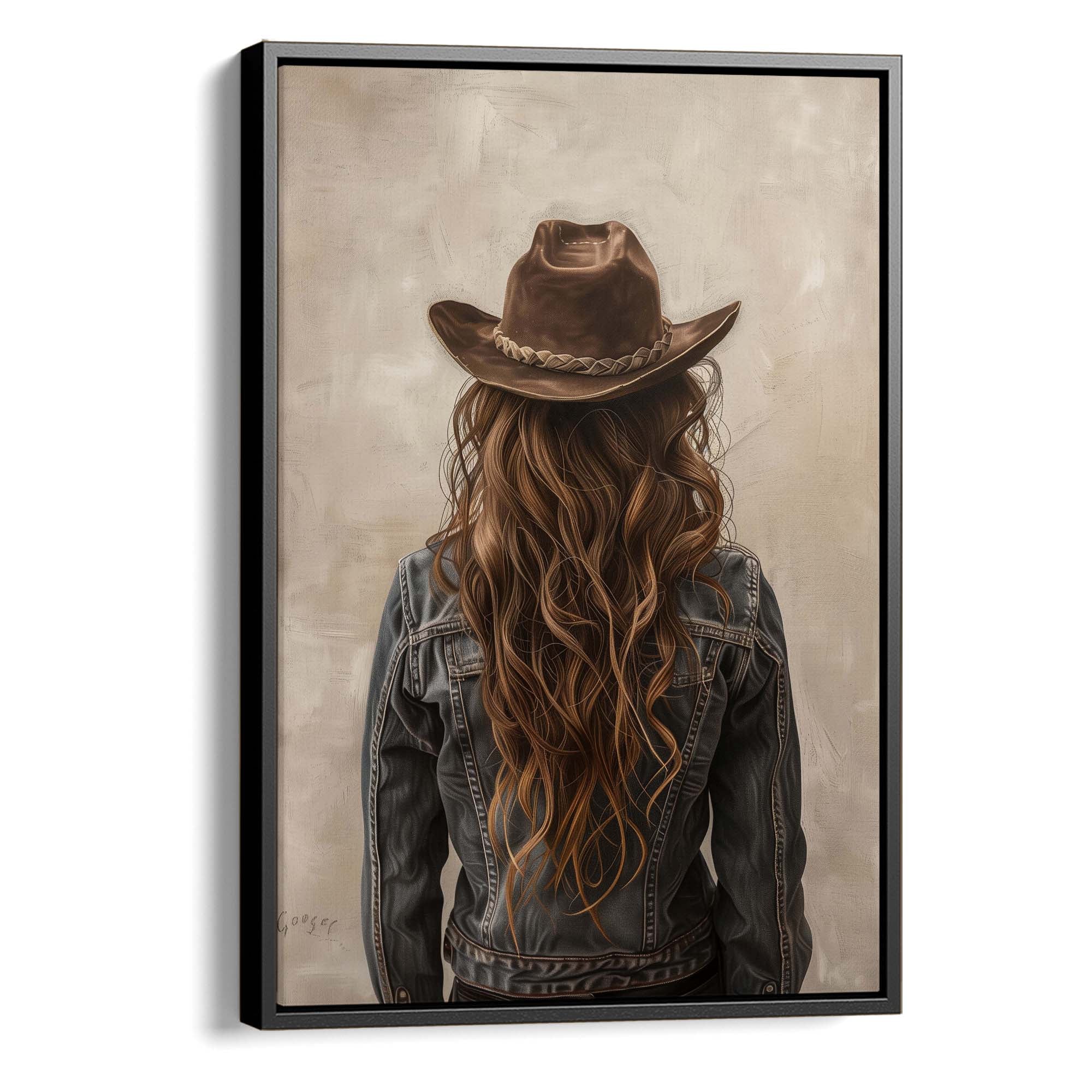 Brown Hair Cowgirl Canvas Print Canvas Art Wildfrog Art