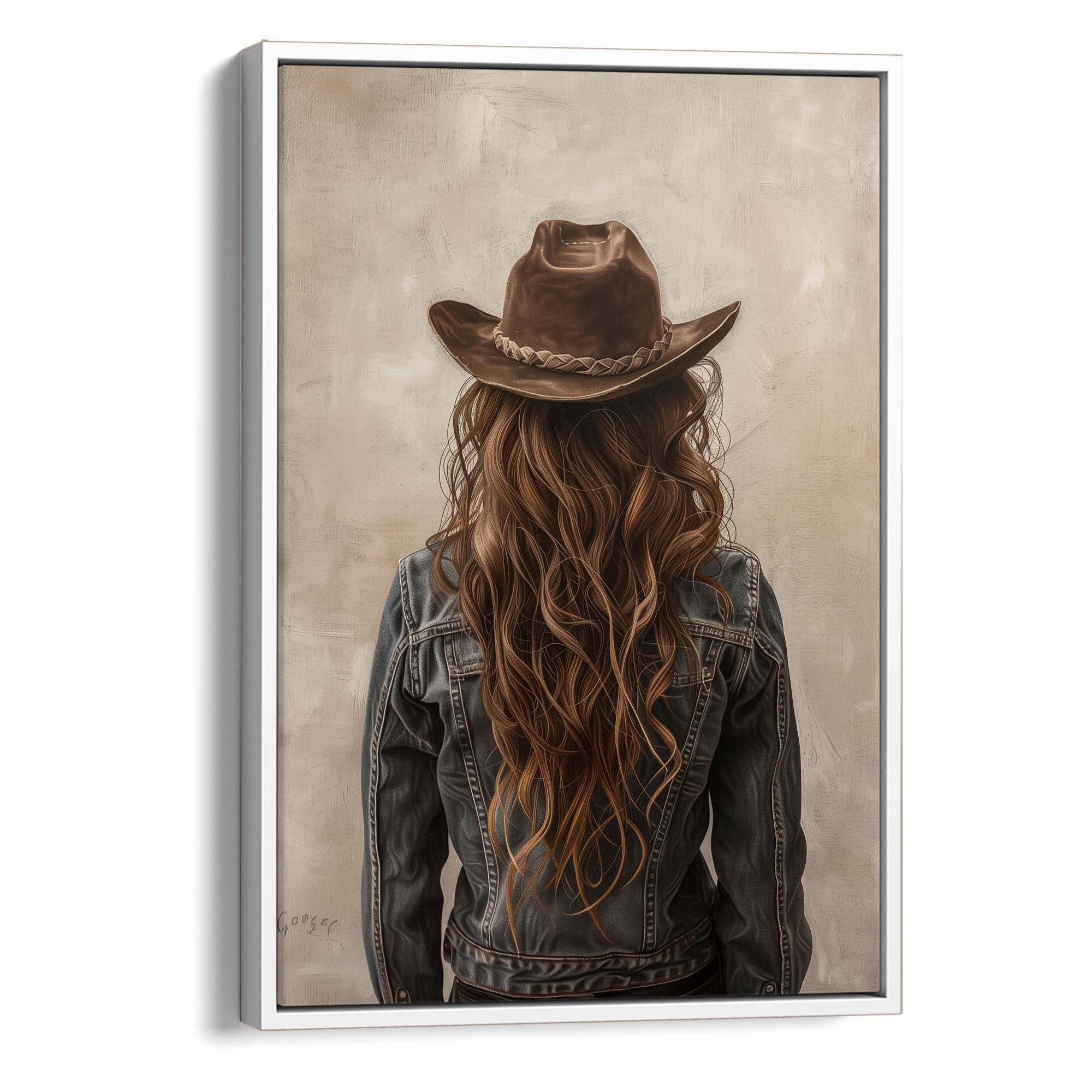 Brown Hair Cowgirl Canvas Print Canvas Art Wildfrog Art
