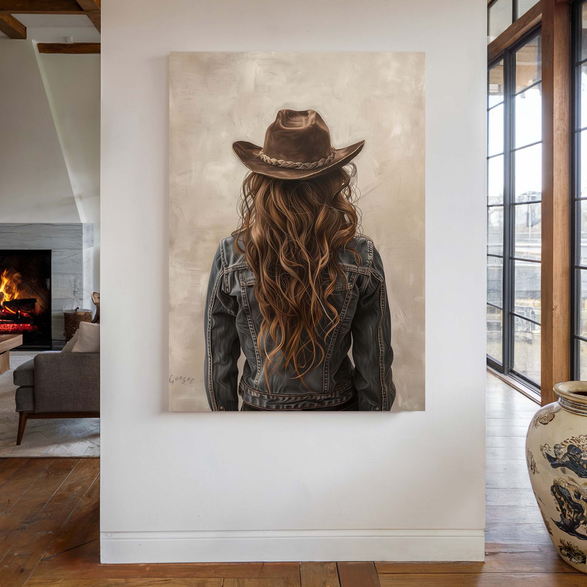 Brown Hair Cowgirl Canvas Print Canvas Art Wildfrog Art