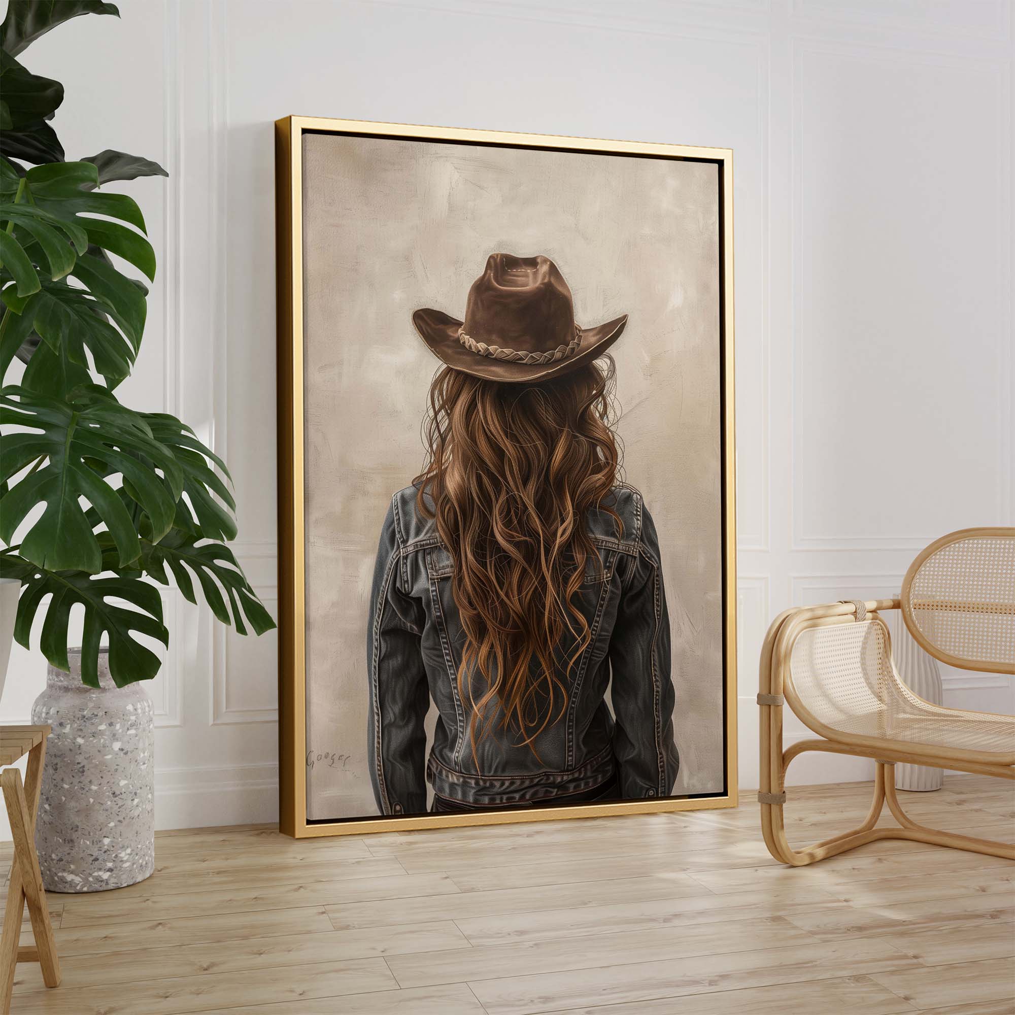 Brown Hair Cowgirl Canvas Print Canvas Art Wildfrog Art