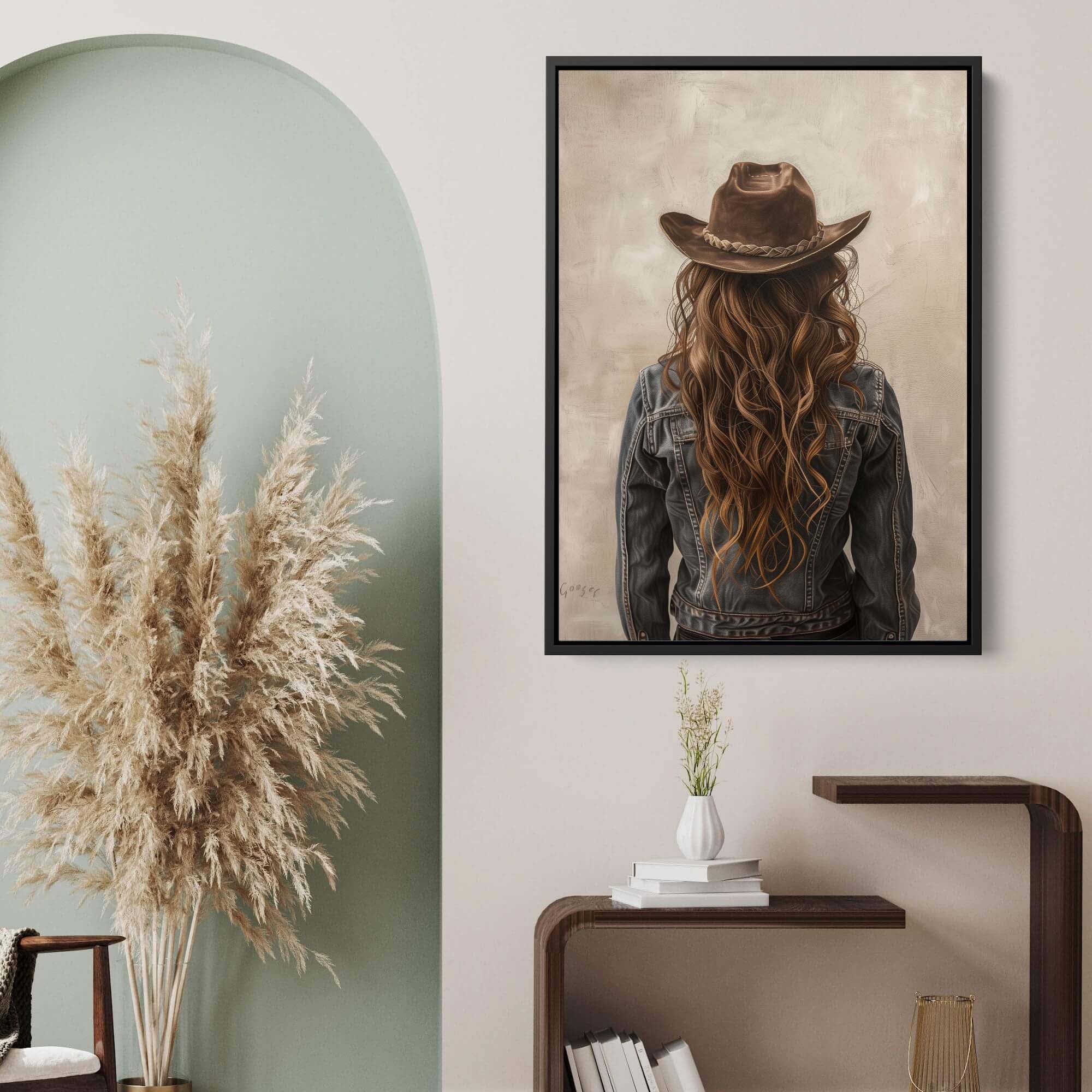 Brown Hair Cowgirl Canvas Print Canvas Art Wildfrog Art