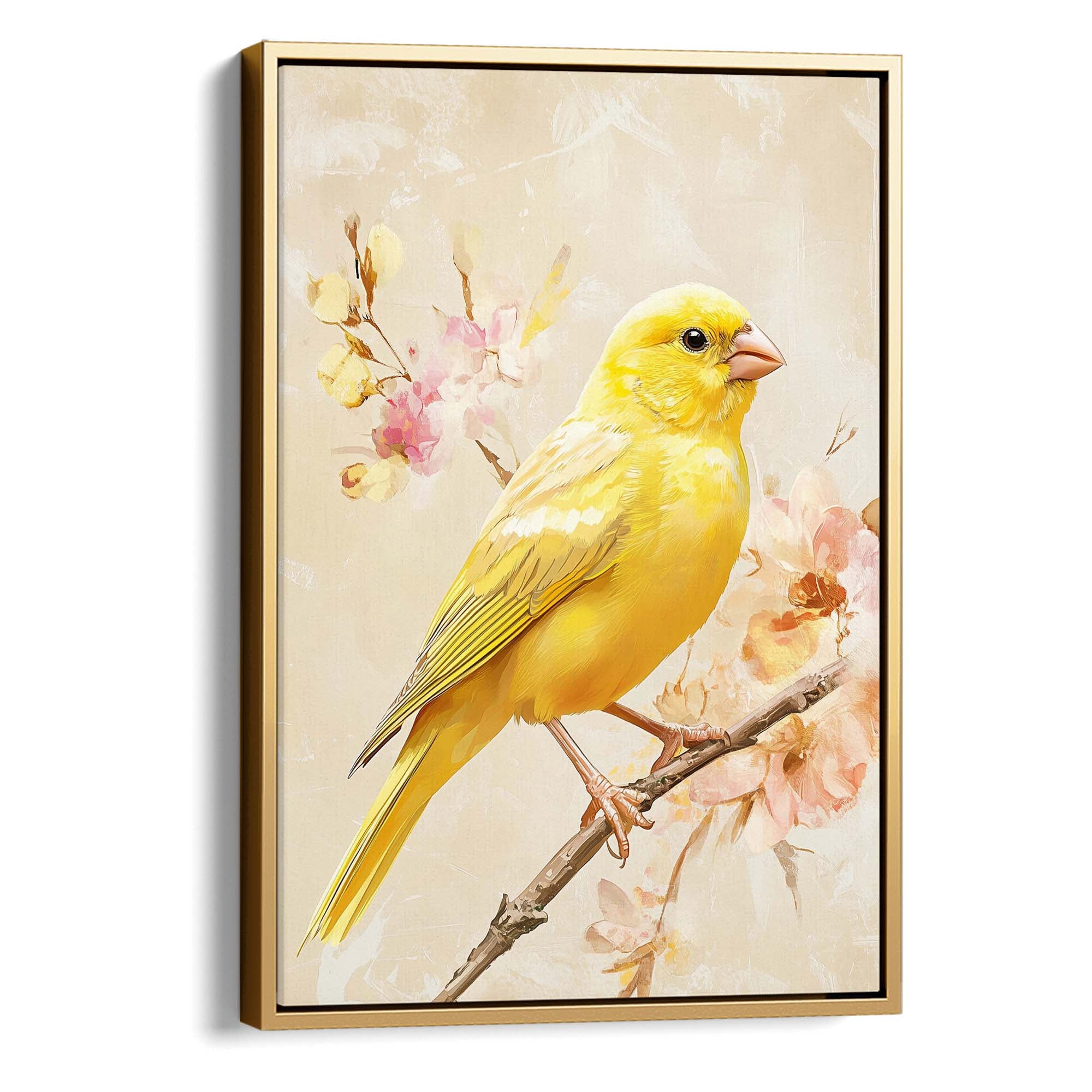 Canary on Branch No1 Canvas Print Canvas Art Wildfrog Art