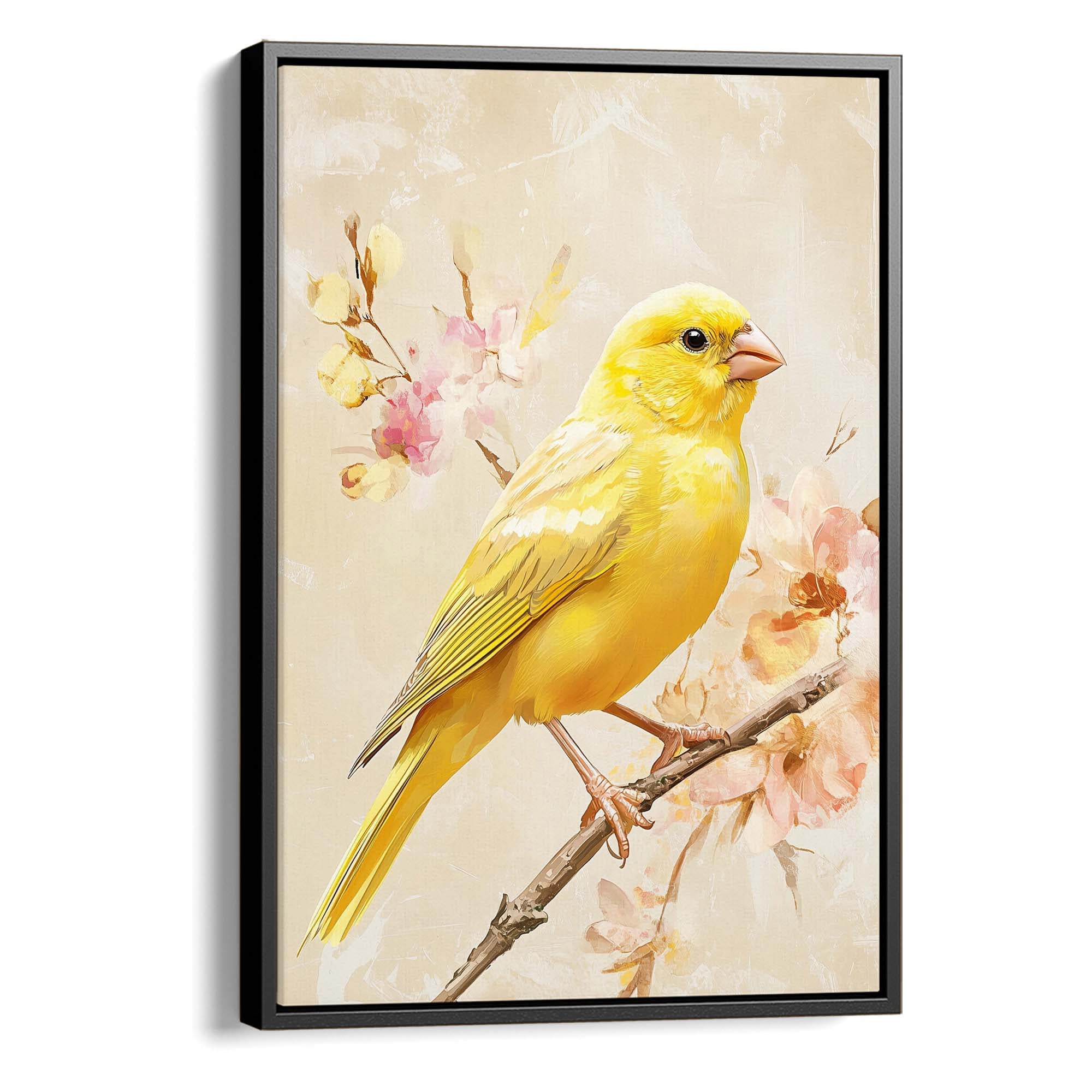 Canary on Branch No1 Canvas Print Canvas Art Wildfrog Art