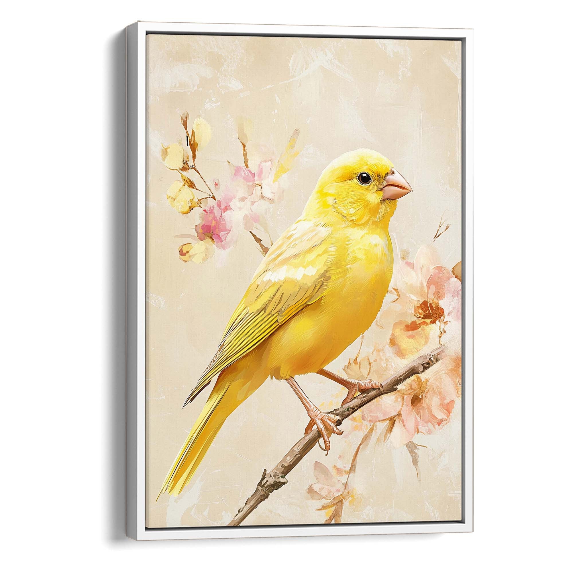 Canary on Branch No1 Canvas Print Canvas Art Wildfrog Art