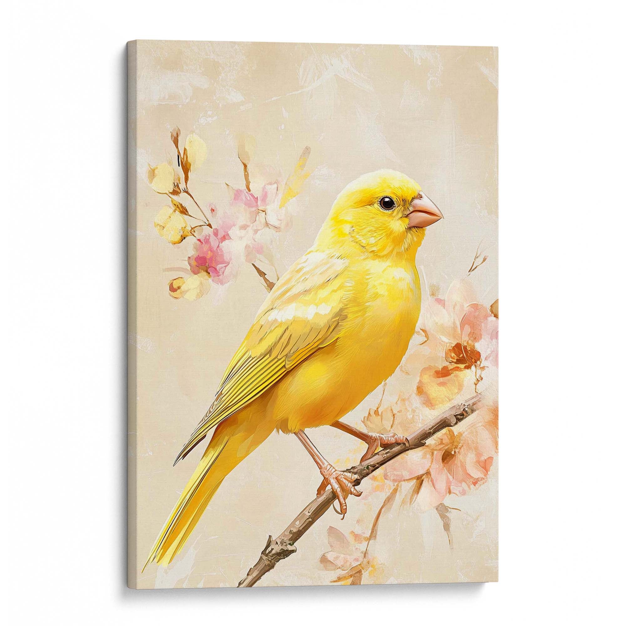 Canary on Branch No1 Canvas Print Canvas Art Wildfrog Art