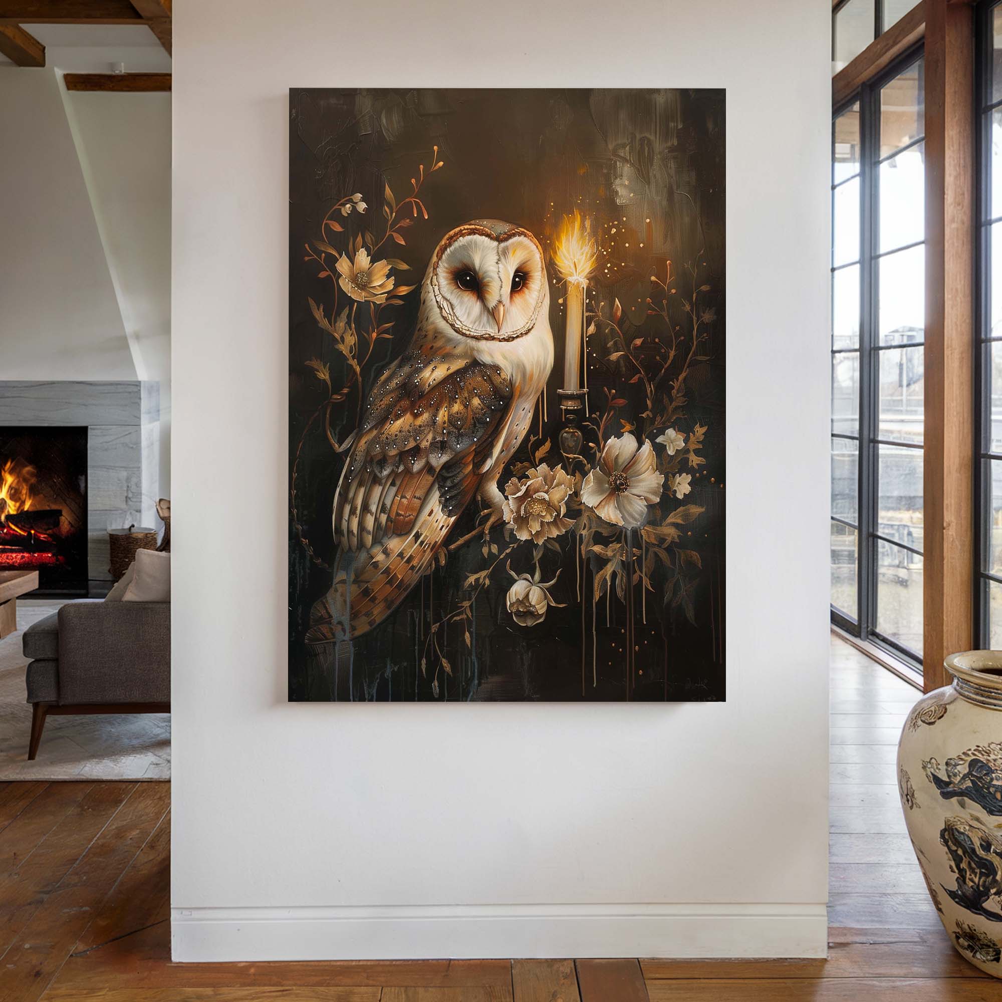 Candlelight Barnowl Canvas Print