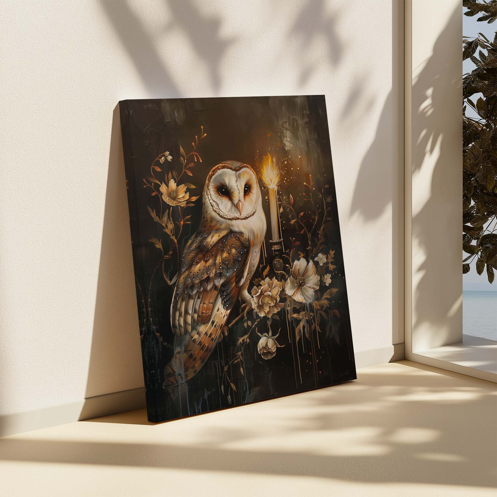 Candlelight Barnowl Canvas Print