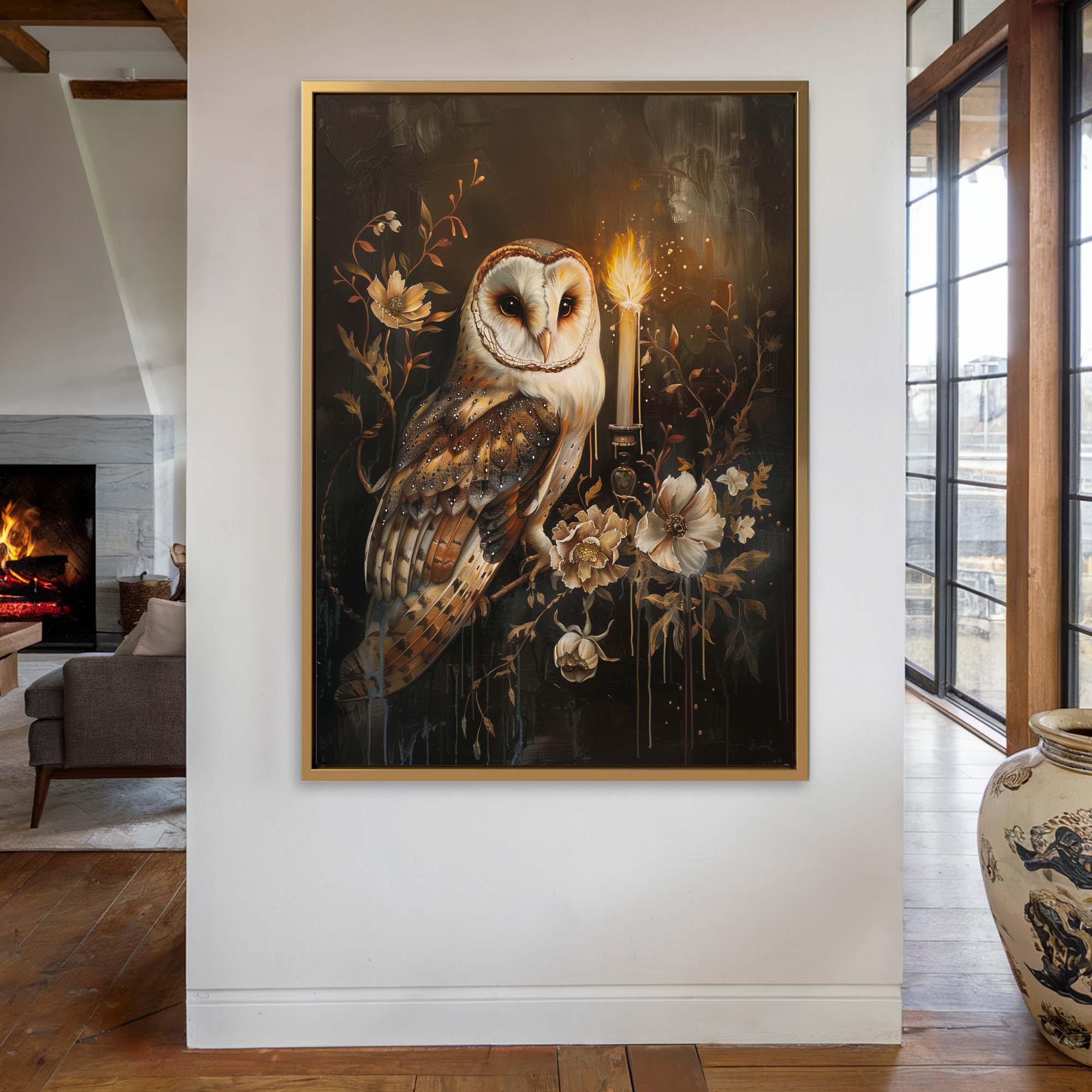Candlelight Barnowl Canvas Print