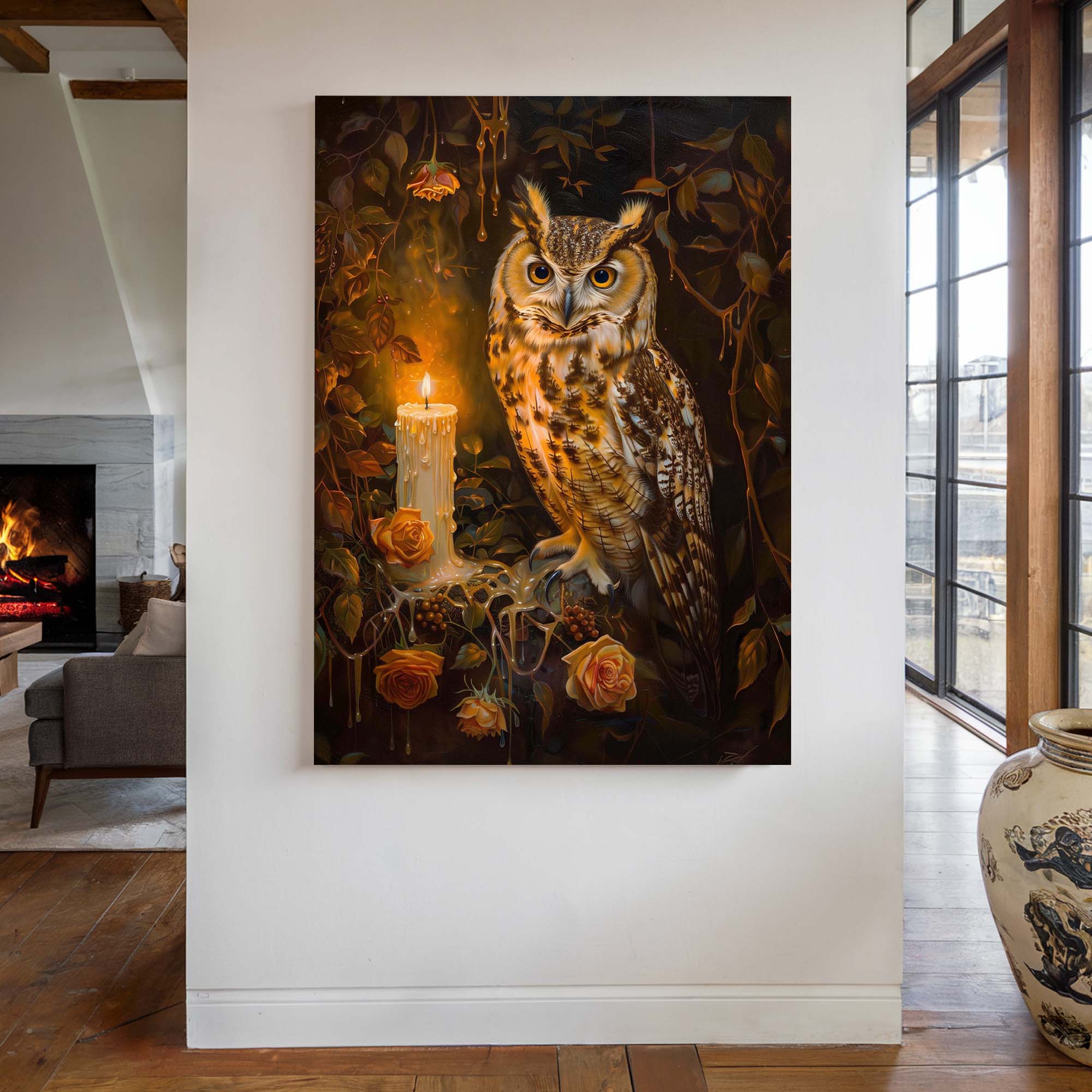 Candlelight Owl No1 Canvas Print