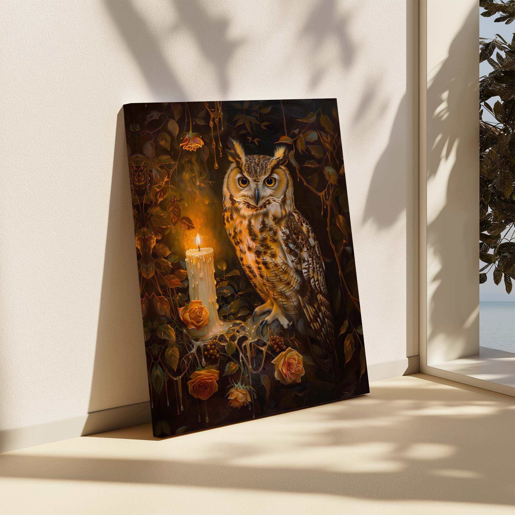 Candlelight Owl No1 Canvas Print
