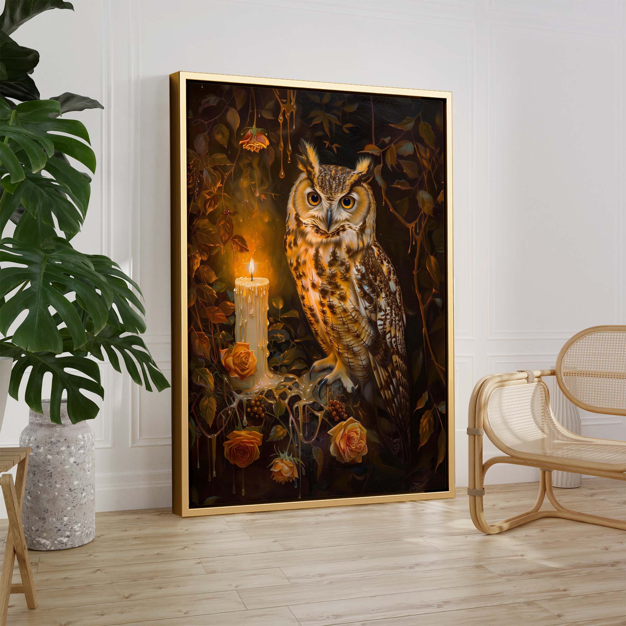 Candlelight Owl No1 Canvas Print
