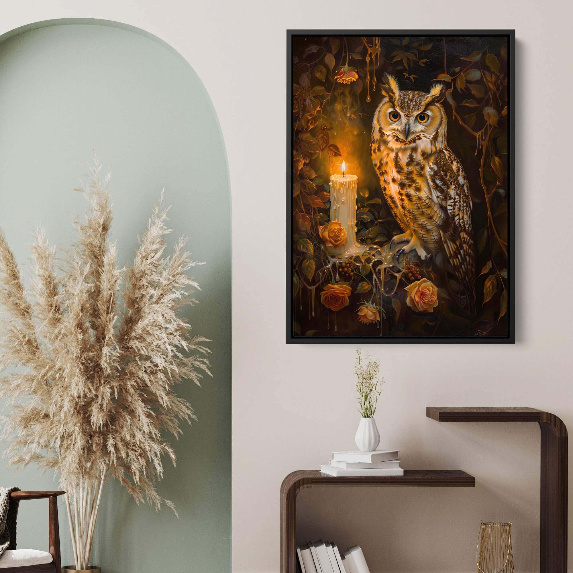 Candlelight Owl No1 Canvas Print