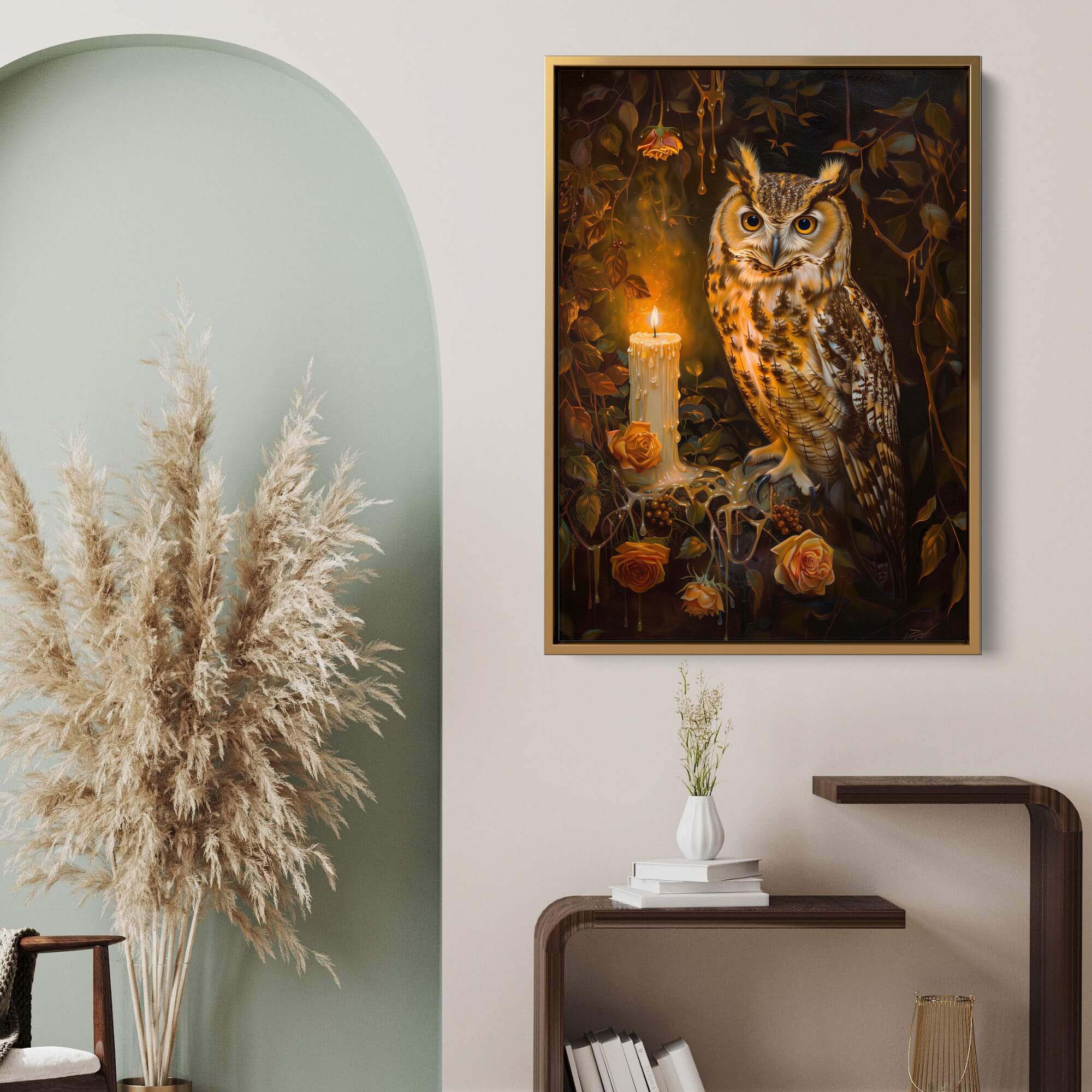 Candlelight Owl No1 Canvas Print