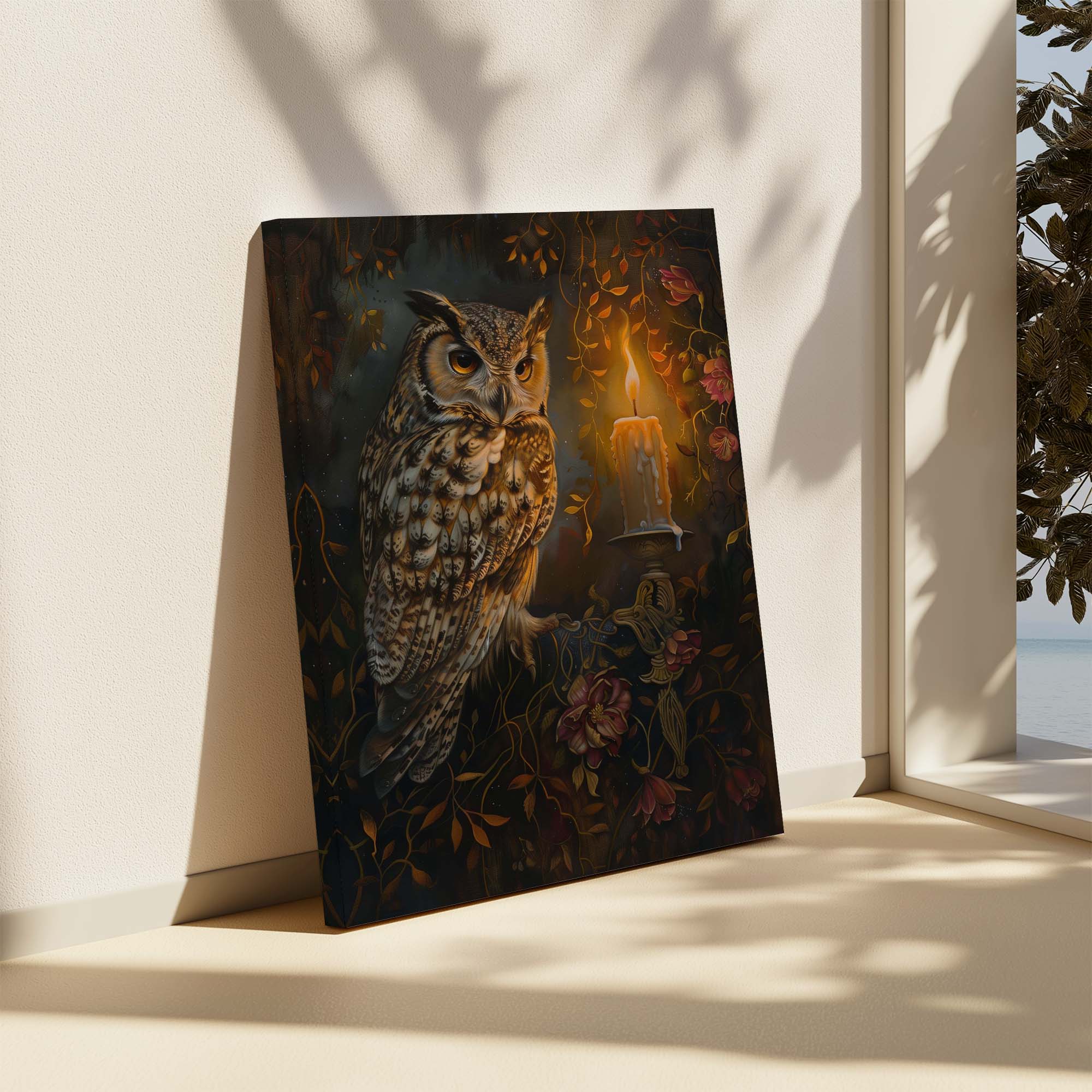 Candlelight Owl No2 Canvas Print