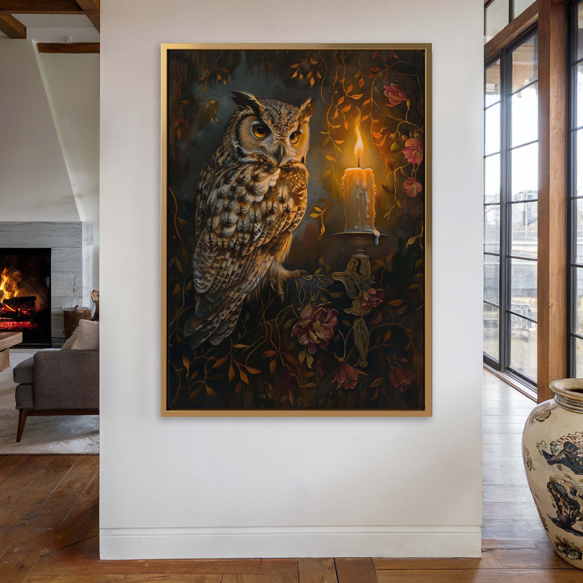 Candlelight Owl No2 Canvas Print
