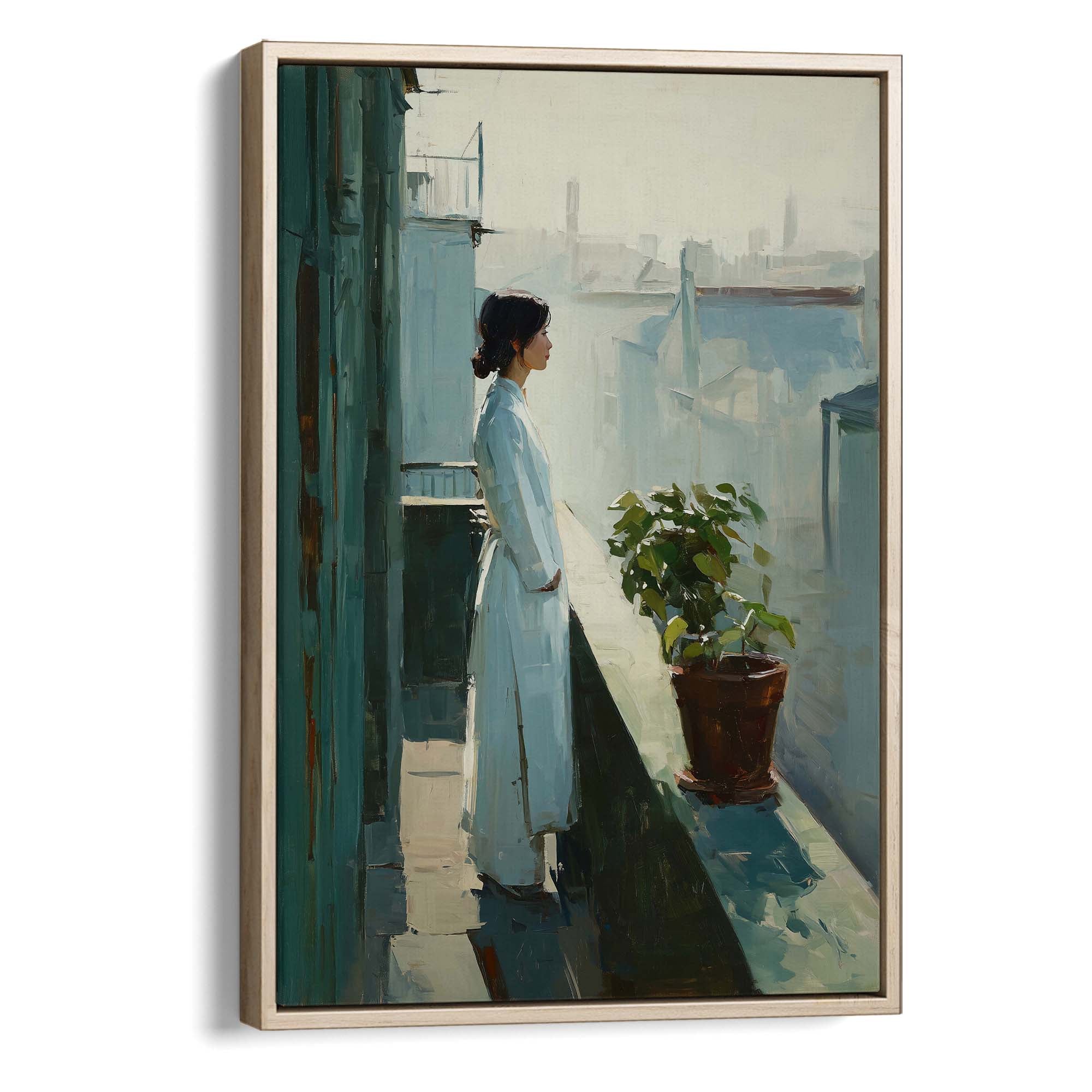 City Balcony Silence Canvas Print Canvas Art Wildfrog Art