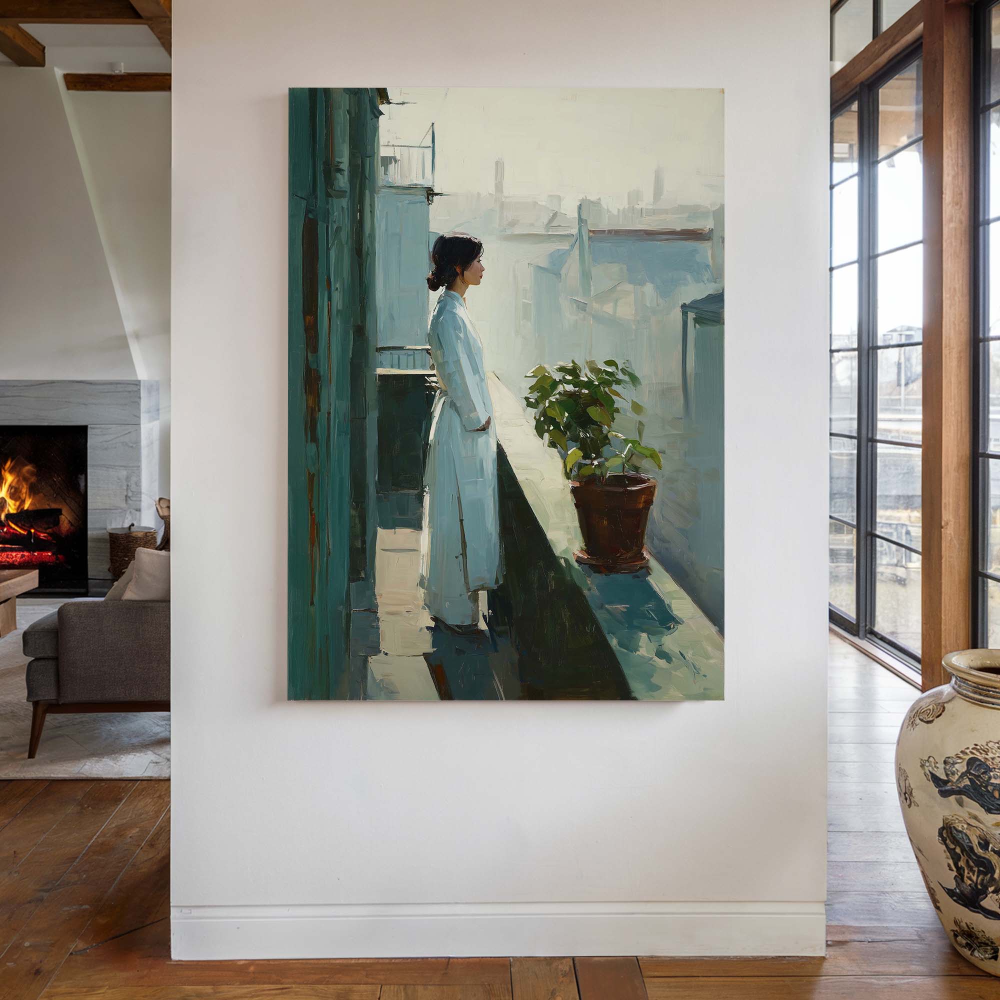 City Balcony Silence Canvas Print Canvas Art Wildfrog Art