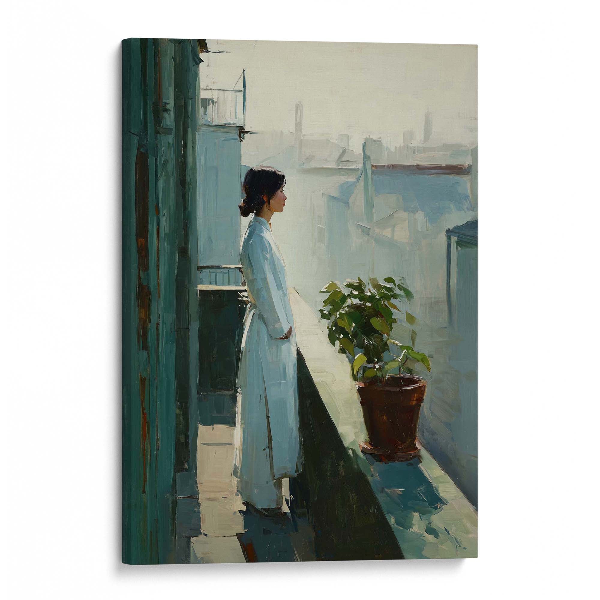 City Balcony Silence Canvas Print Canvas Art Wildfrog Art