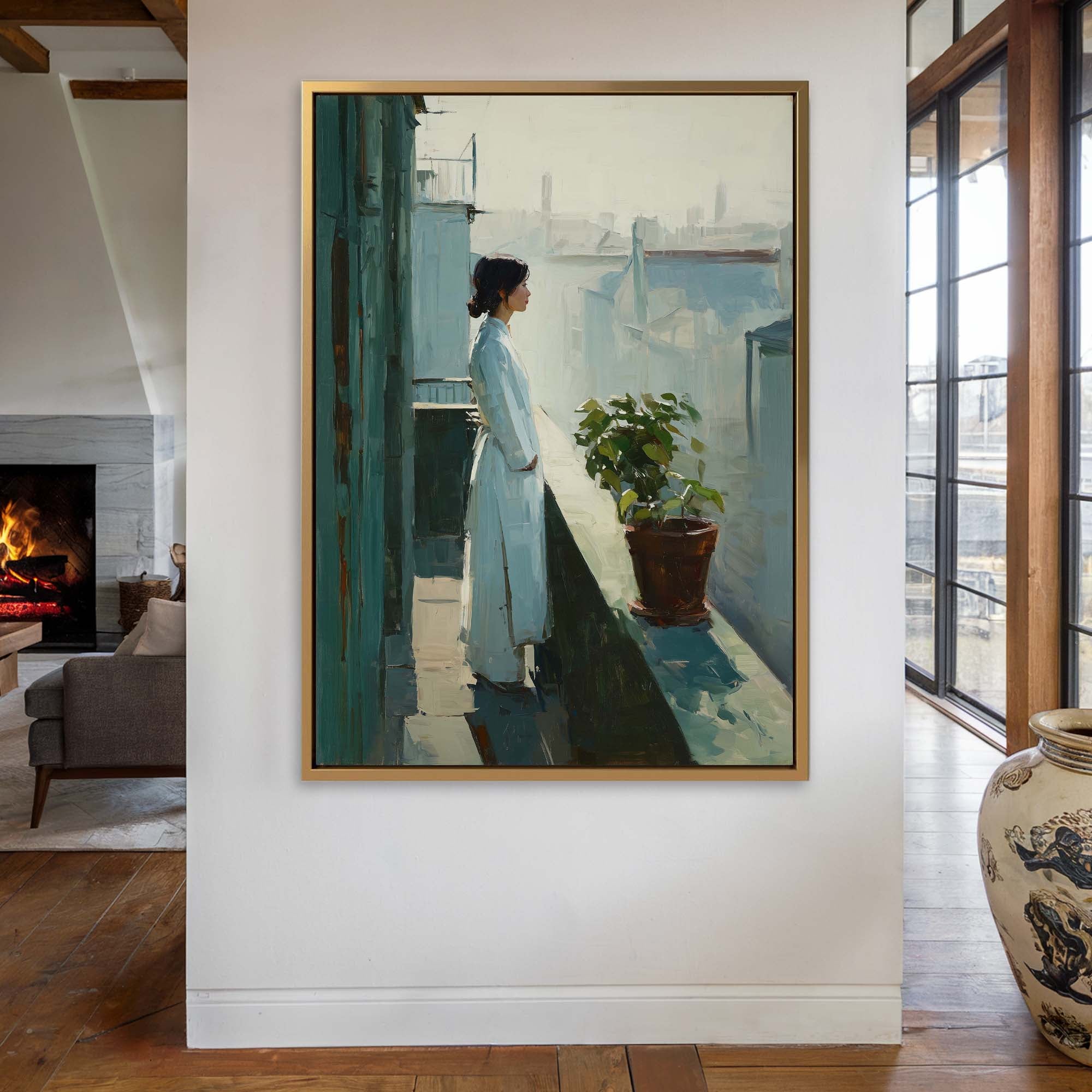 City Balcony Silence Canvas Print Canvas Art Wildfrog Art