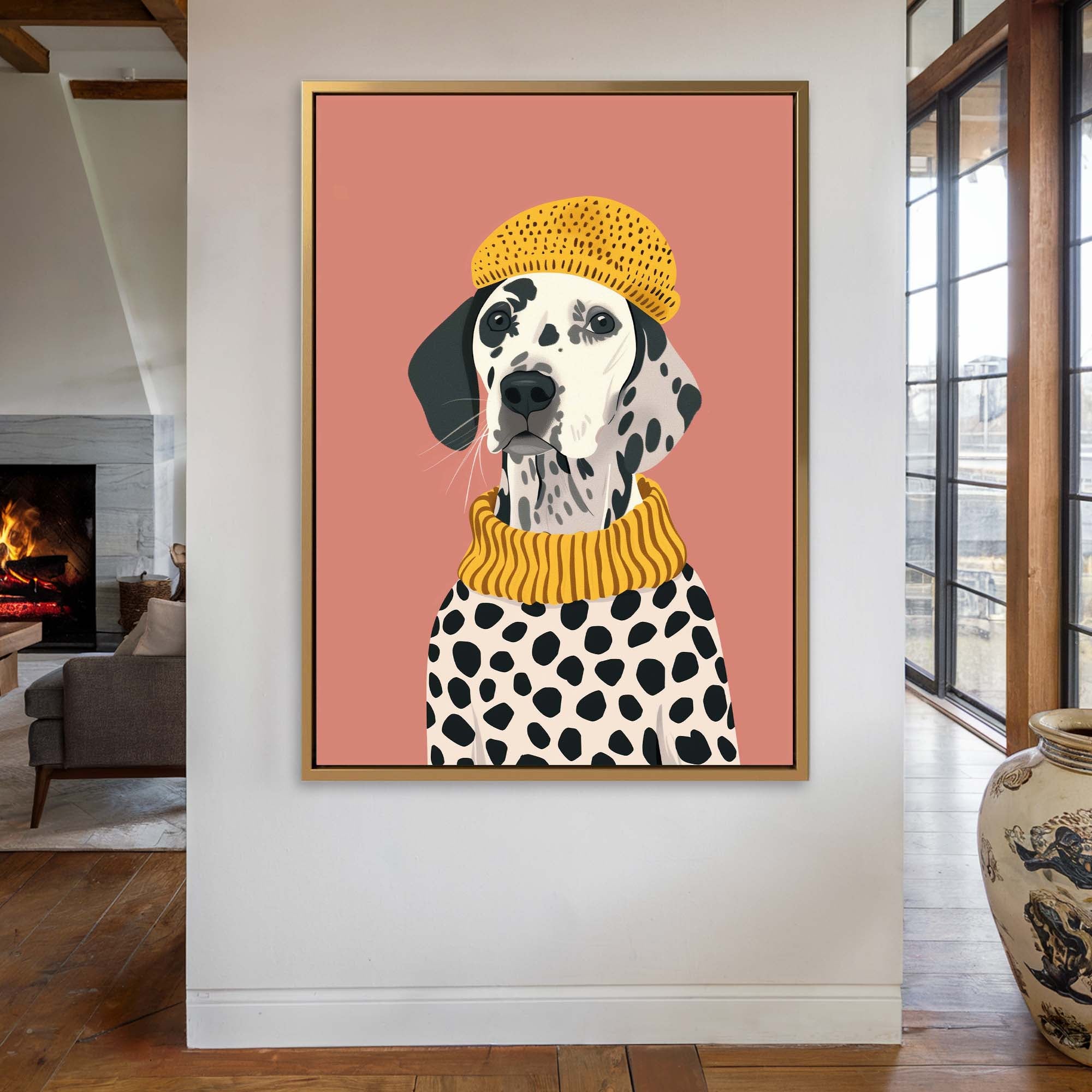 Cozy Dalmatian on Blush Canvas Print Canvas Art Wildfrog Art
