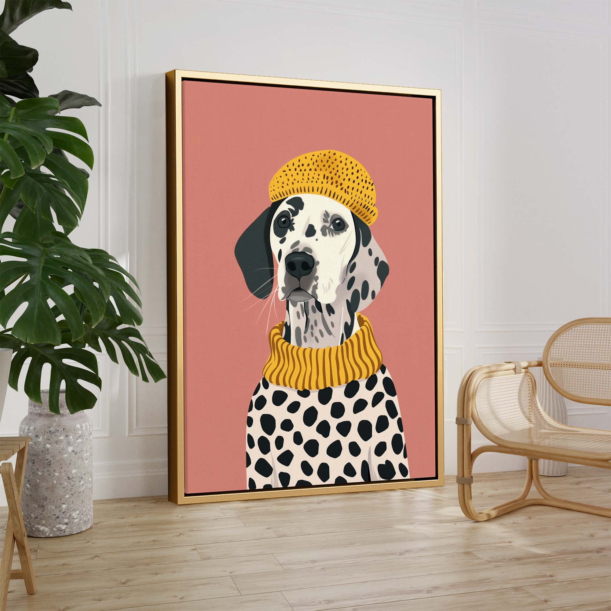 Cozy Dalmatian on Blush Canvas Print Canvas Art Wildfrog Art