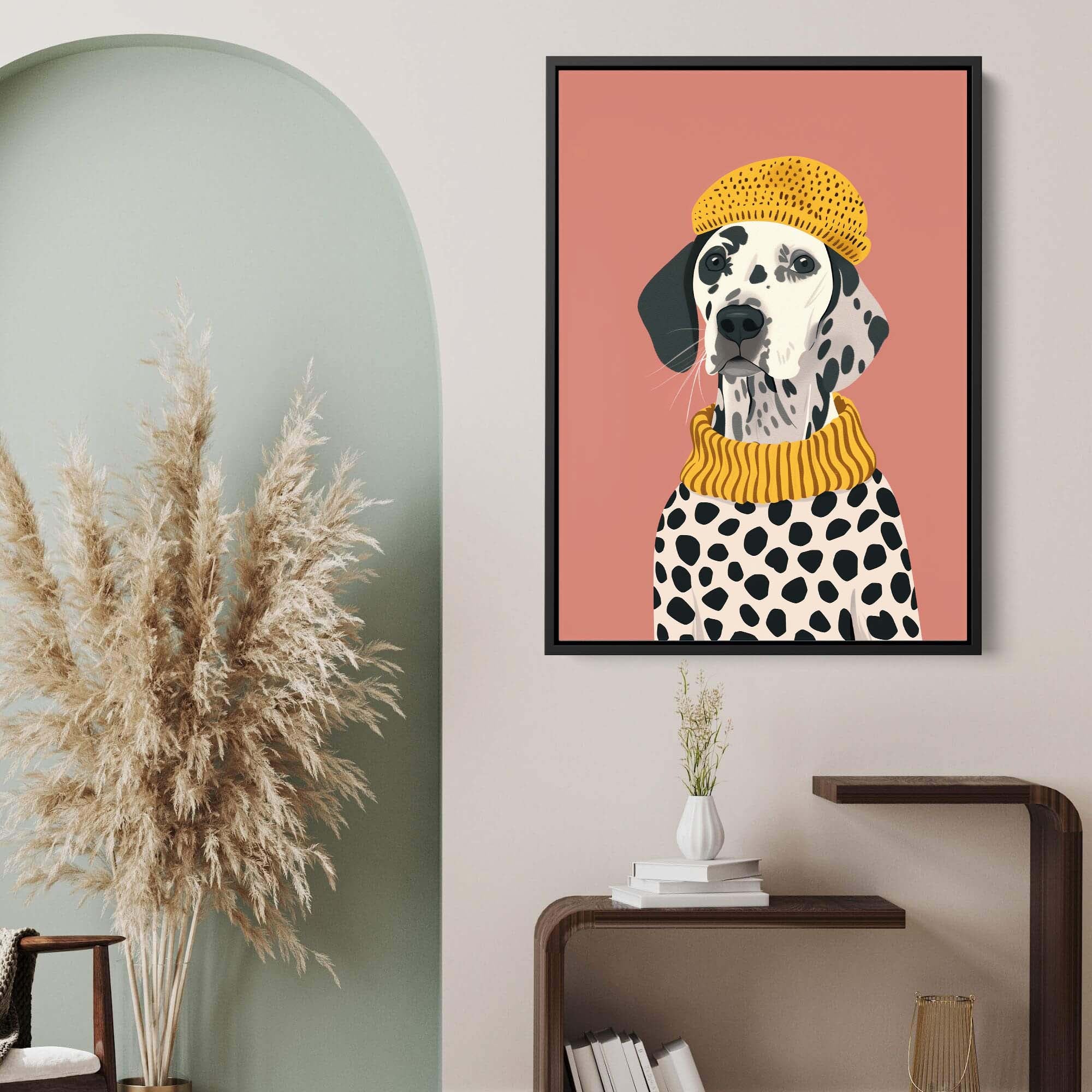 Cozy Dalmatian on Blush Canvas Print Canvas Art Wildfrog Art