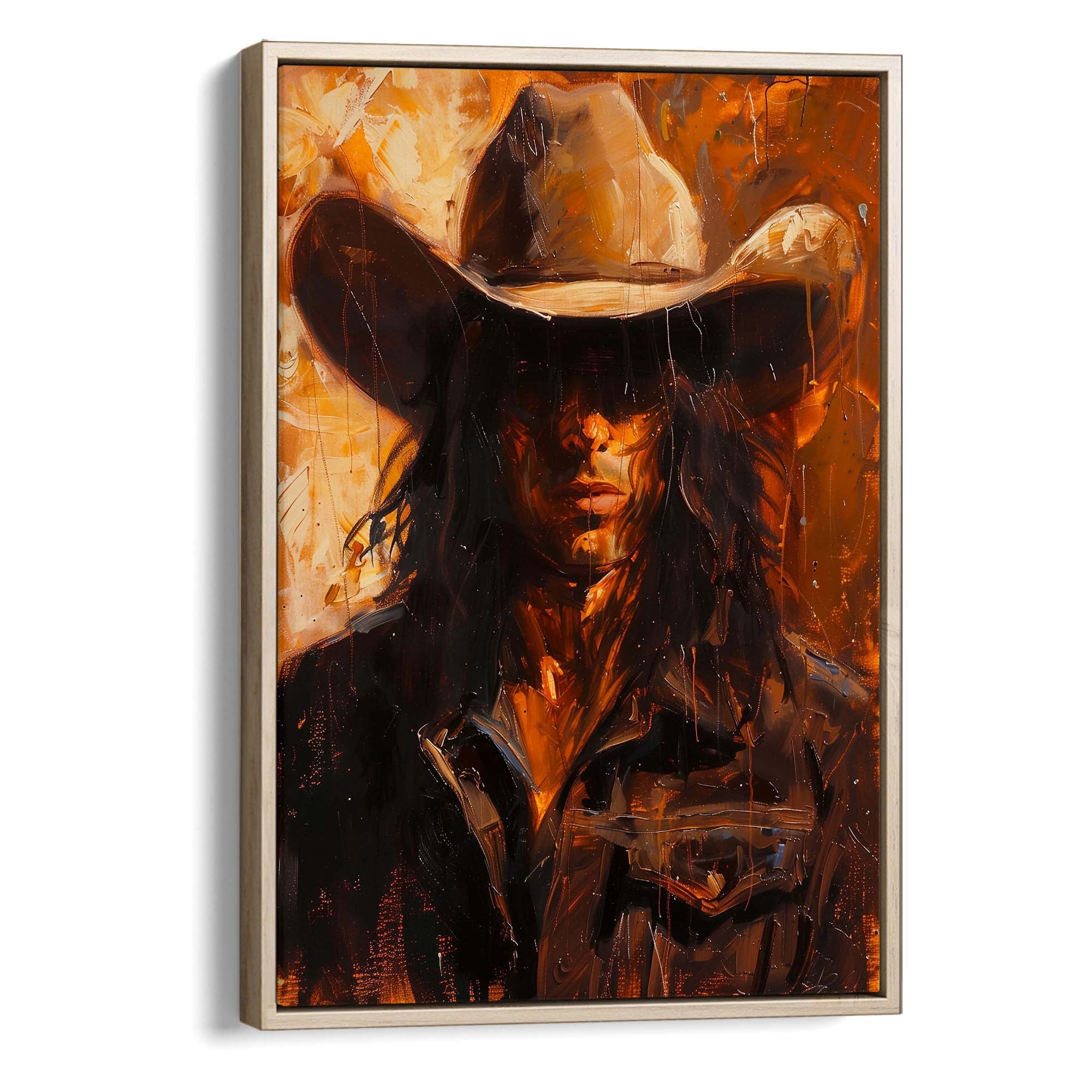 Cowboy Firelight Canvas Print Canvas Art Wildfrog Art