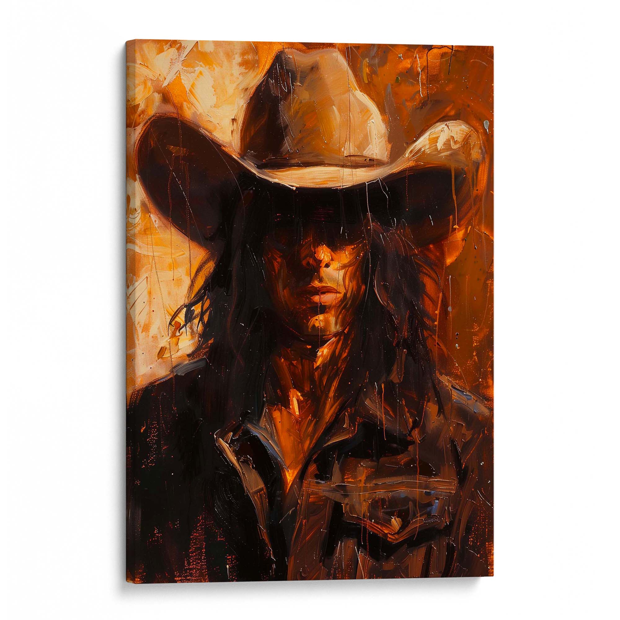Cowboy Firelight Canvas Print Canvas Art Wildfrog Art