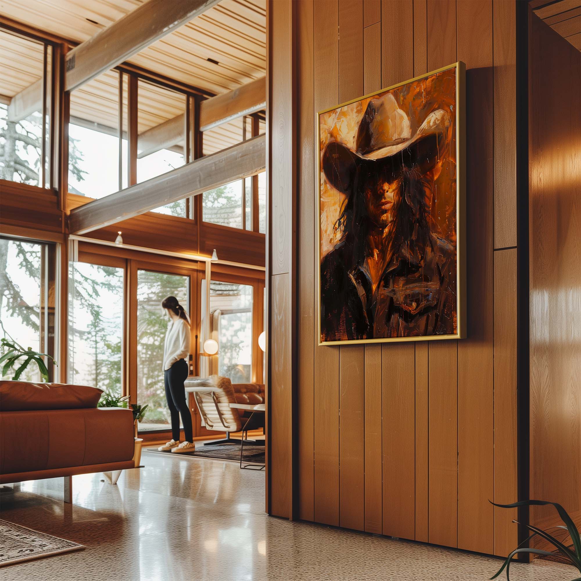 Cowboy Firelight Canvas Print Canvas Art Wildfrog Art