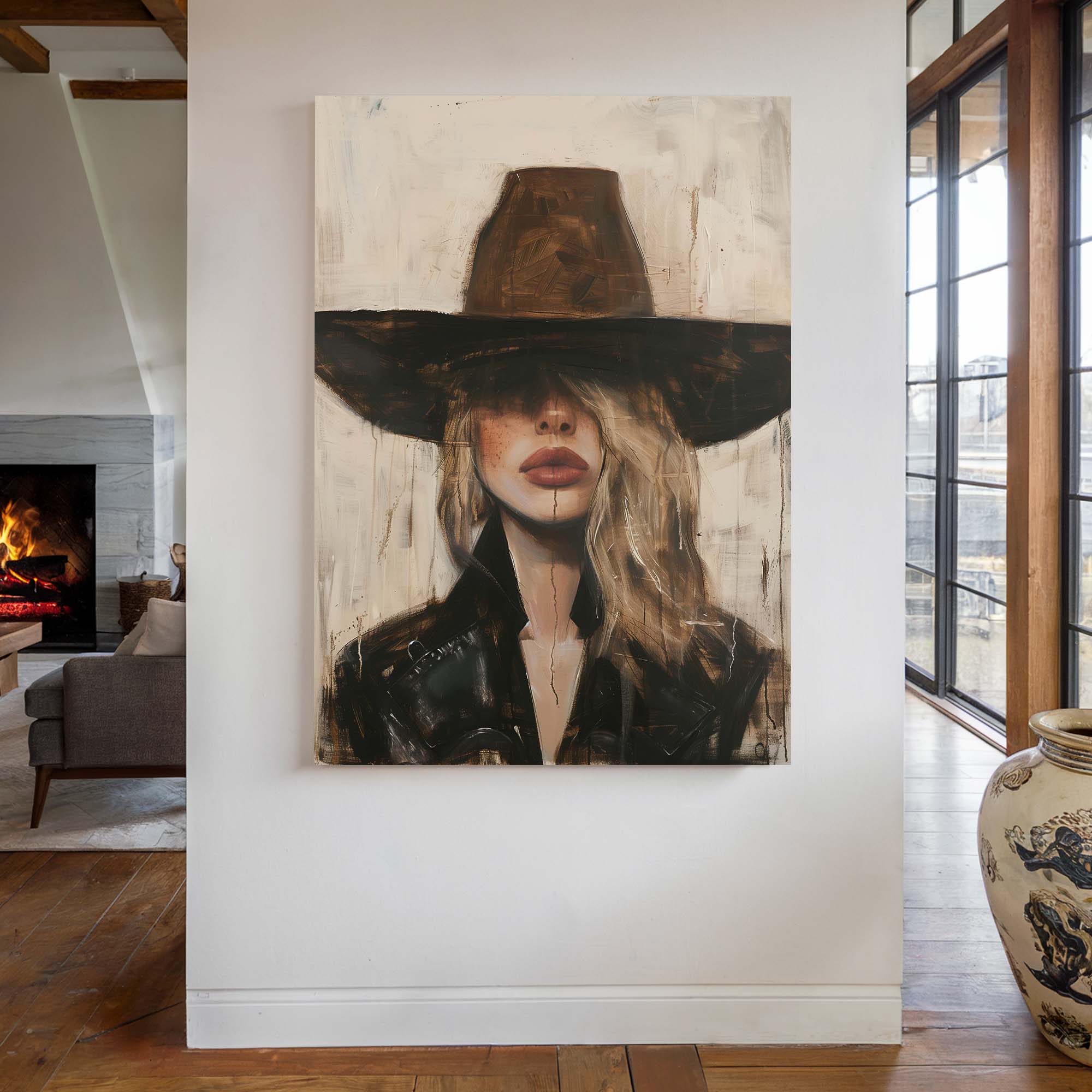 Cowgirl Widebrim Canvas Print Canvas Art Wildfrog Art