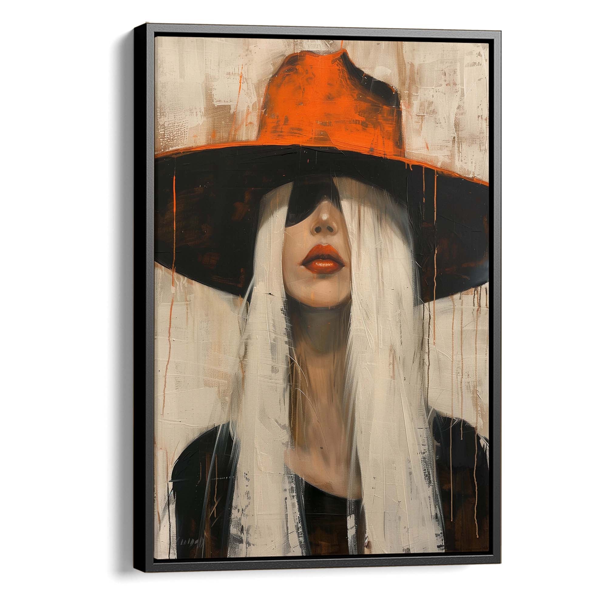 Cowgirl in the Orange Hat Canvas Print Canvas Art Wildfrog Art