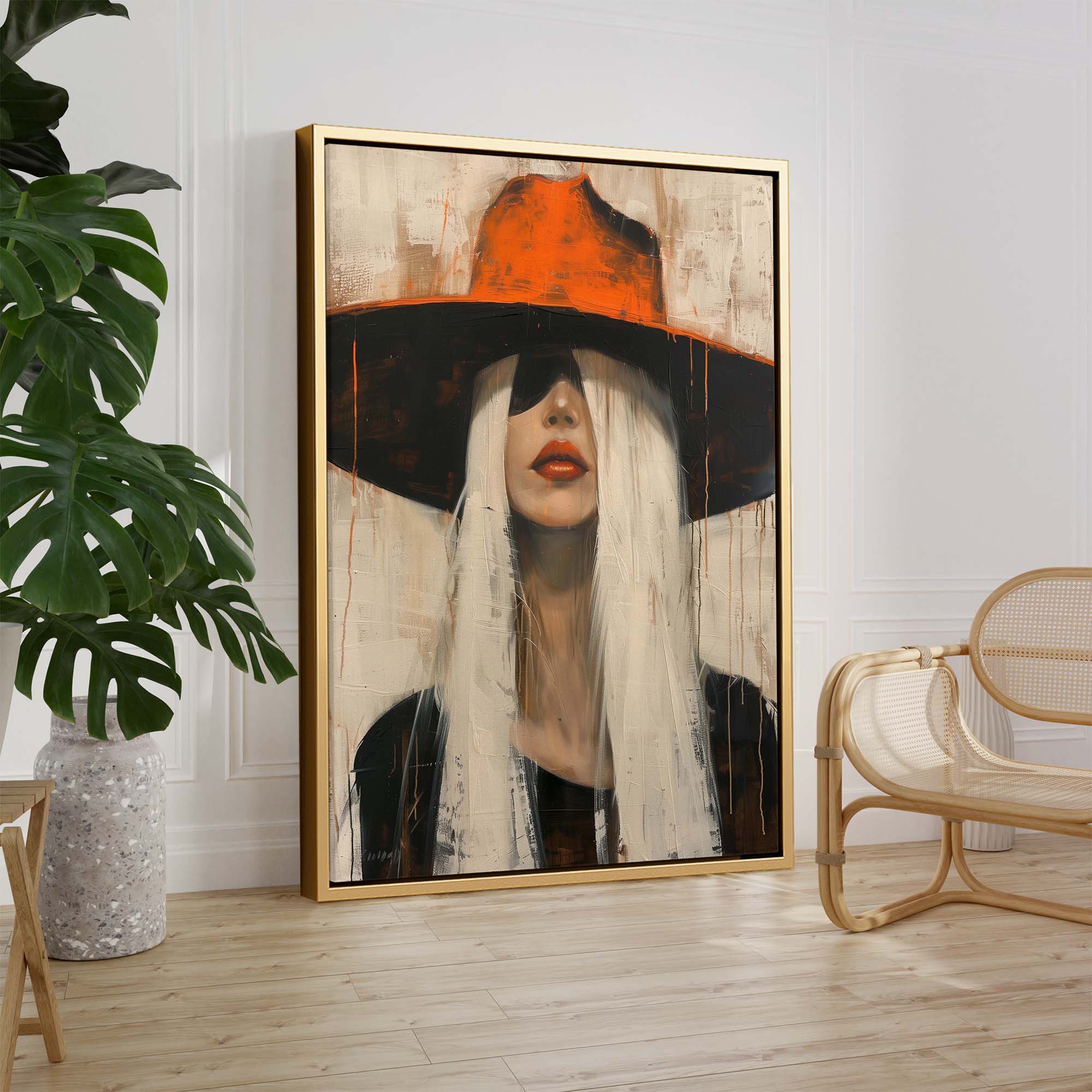 Cowgirl in the Orange Hat Canvas Print Canvas Art Wildfrog Art