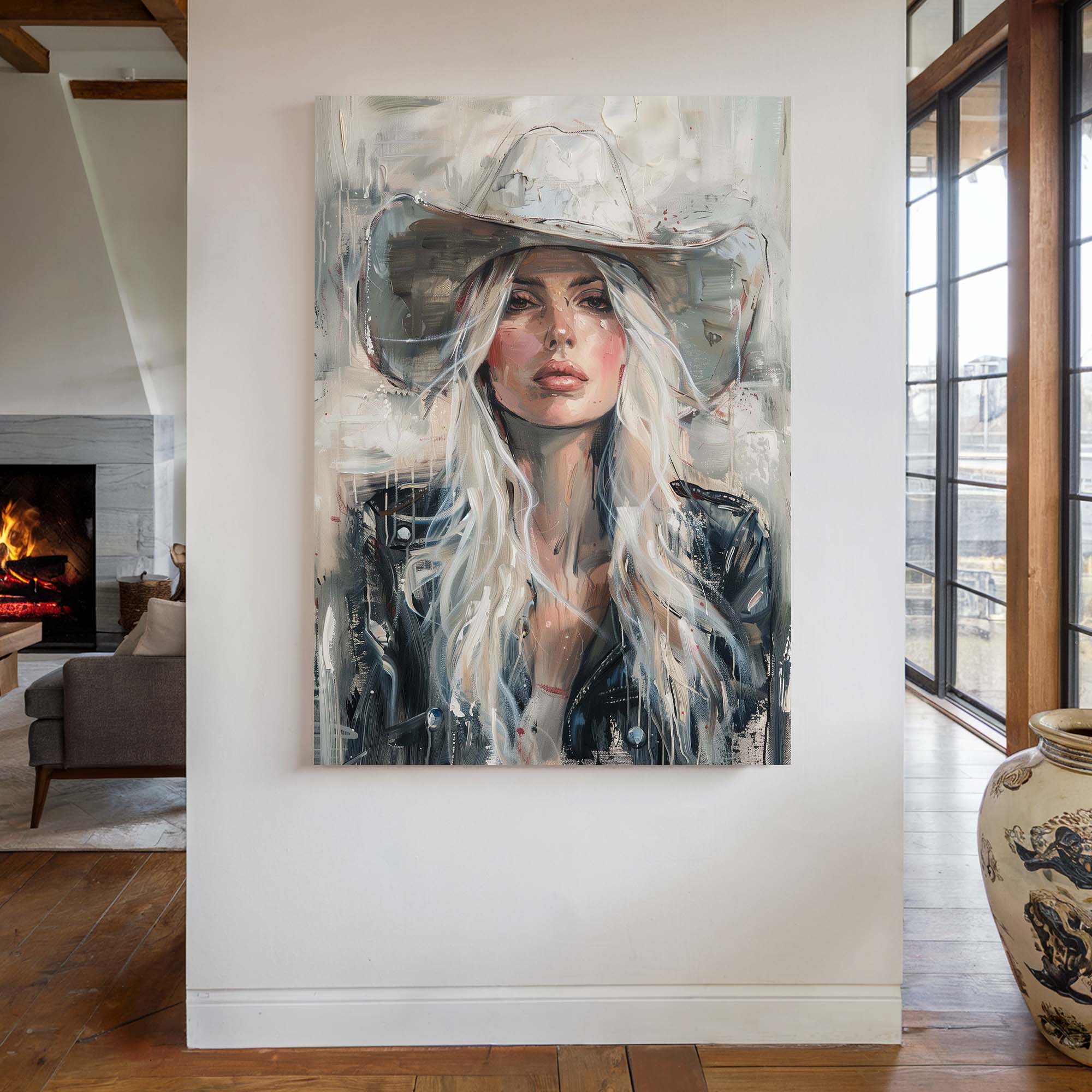 Cowgirl in the White Hat Canvas Print Canvas Art Wildfrog Art