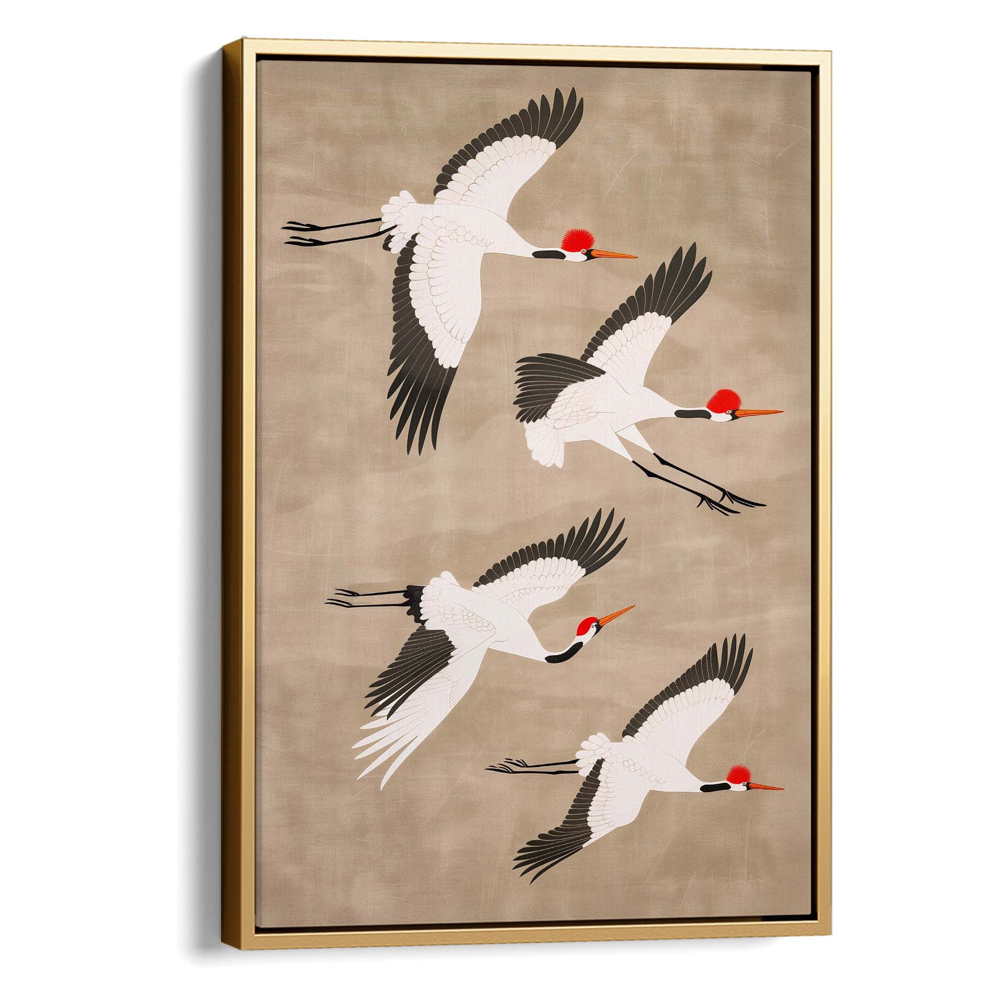 Cranes in Tan Sky Canvas Print Canvas Art Wildfrog Art