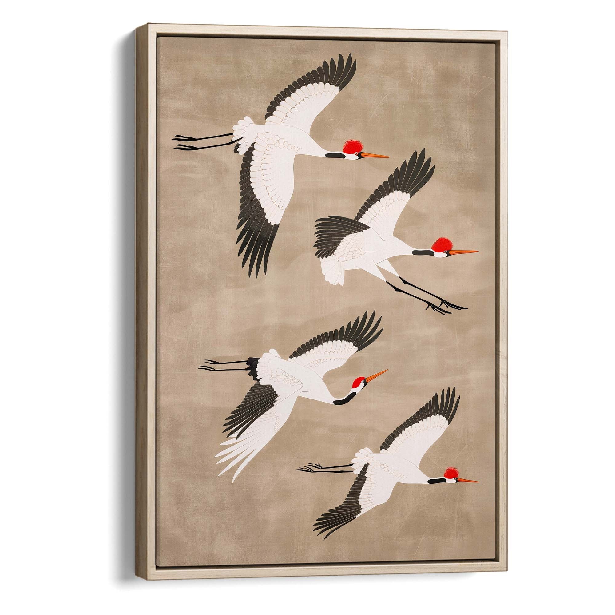 Cranes in Tan Sky Canvas Print Canvas Art Wildfrog Art
