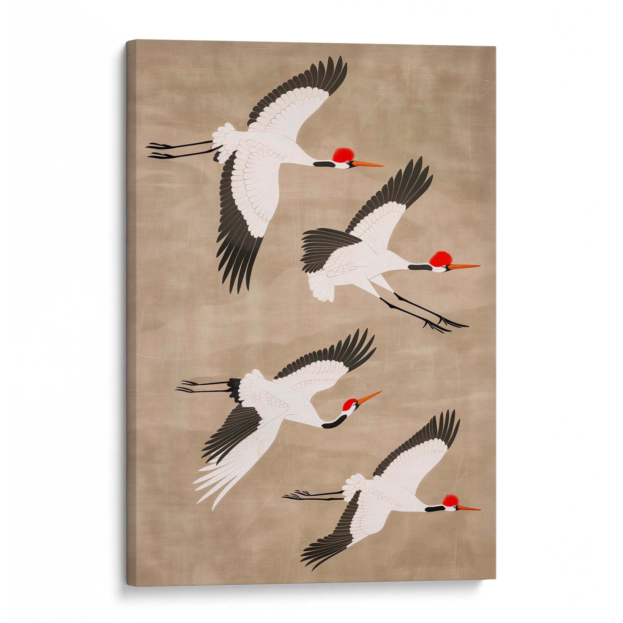 Cranes in Tan Sky Canvas Print Canvas Art Wildfrog Art