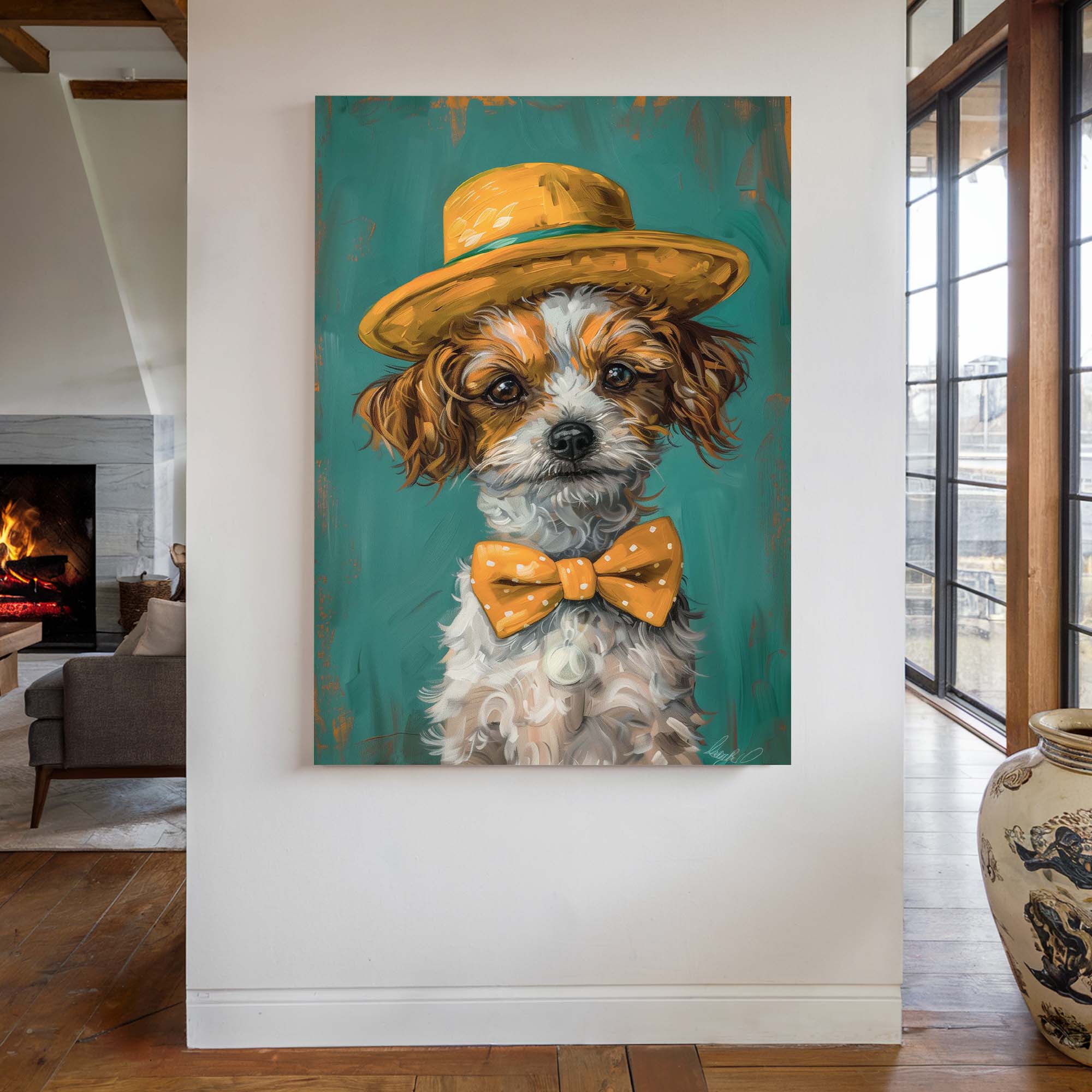 Dapper Polka Dog Canvas Print Canvas Art Wildfrog Art