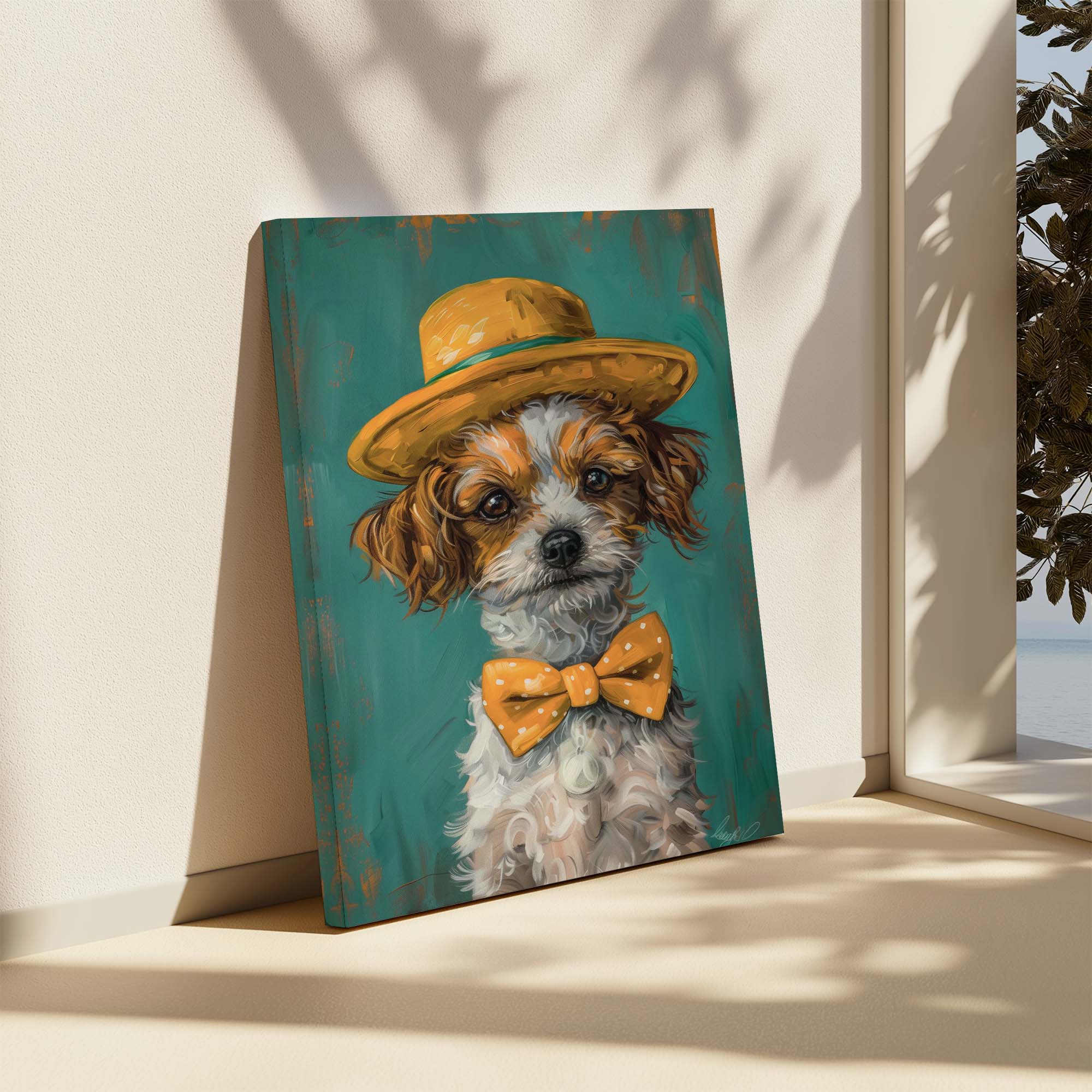 Dapper Polka Dog Canvas Print Canvas Art Wildfrog Art