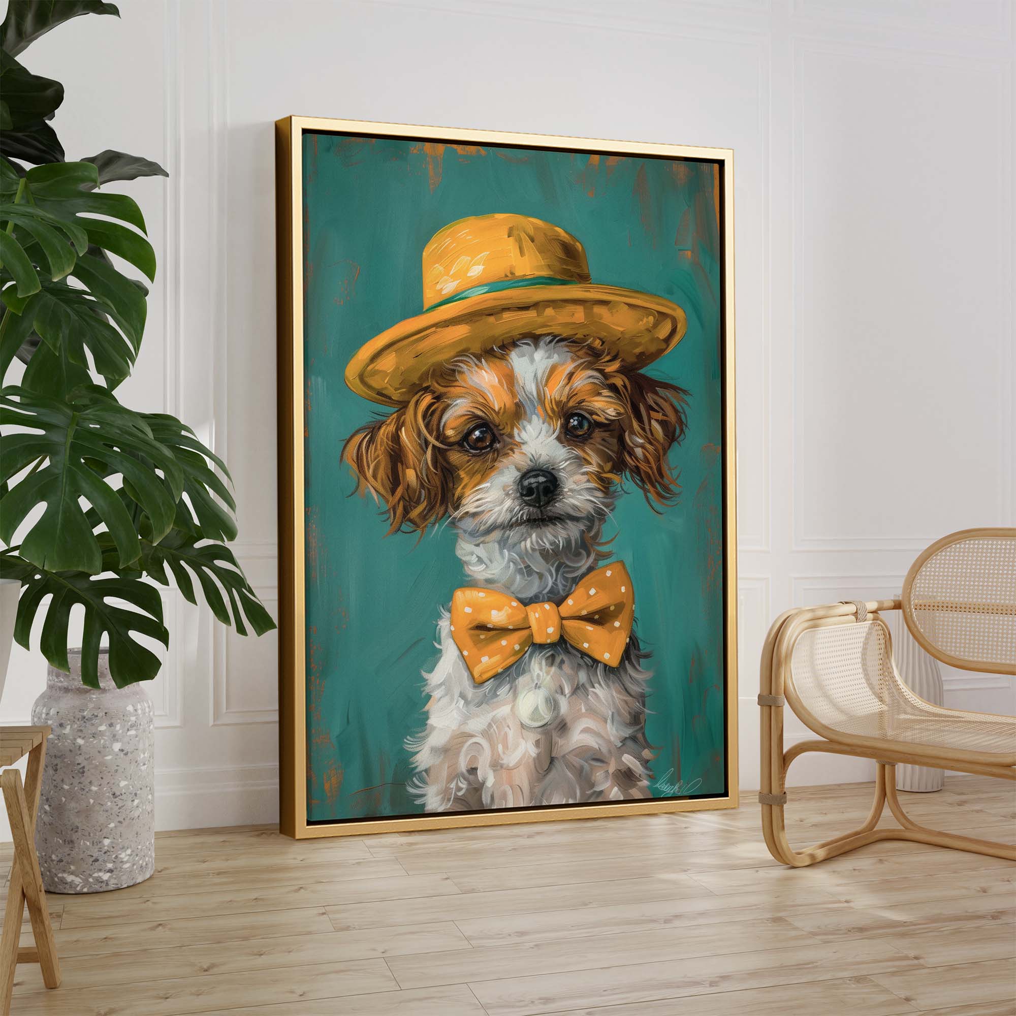 Dapper Polka Dog Canvas Print Canvas Art Wildfrog Art