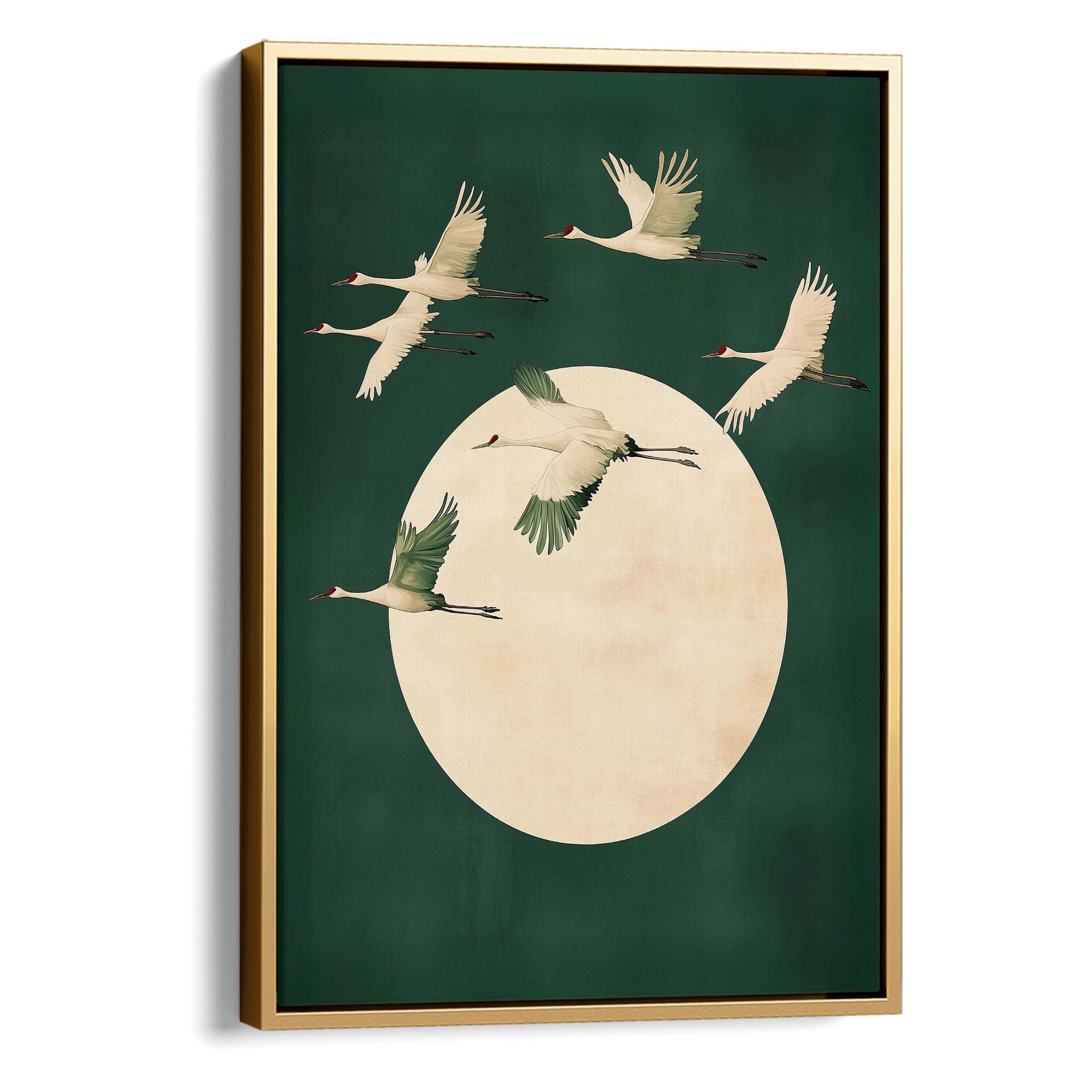 Deep Green Cranes Canvas Print Canvas Art Wildfrog Art