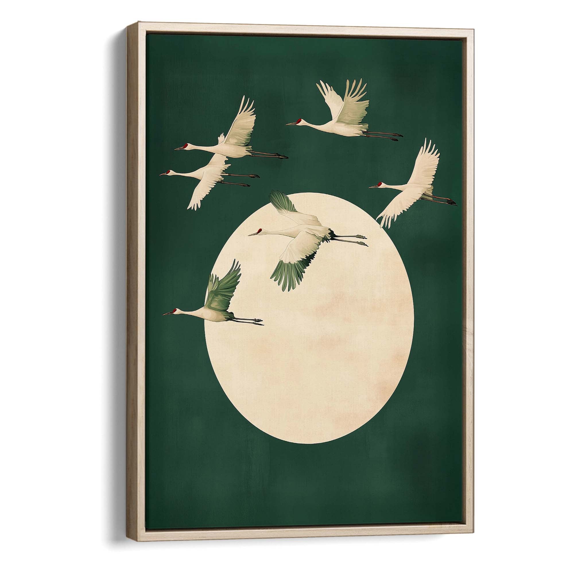 Deep Green Cranes Canvas Print Canvas Art Wildfrog Art